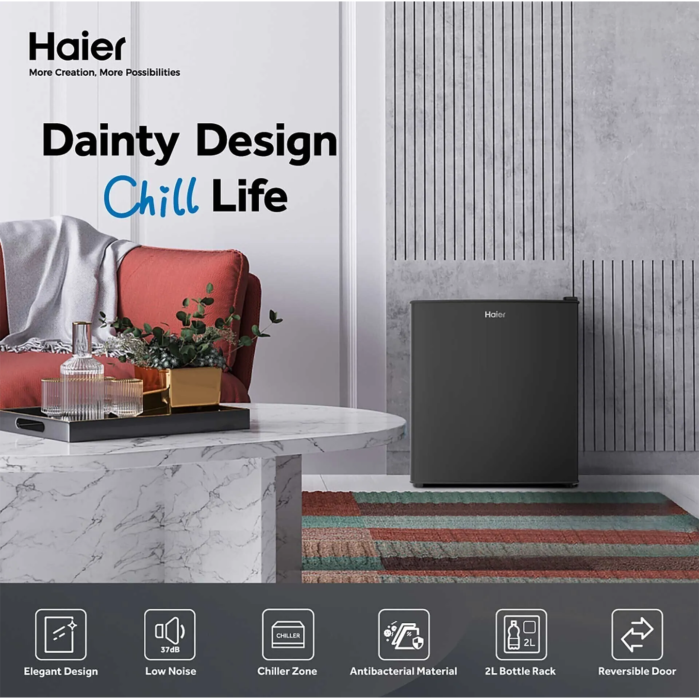 Haier 62L Minibar Refrigerator (HR-68H)