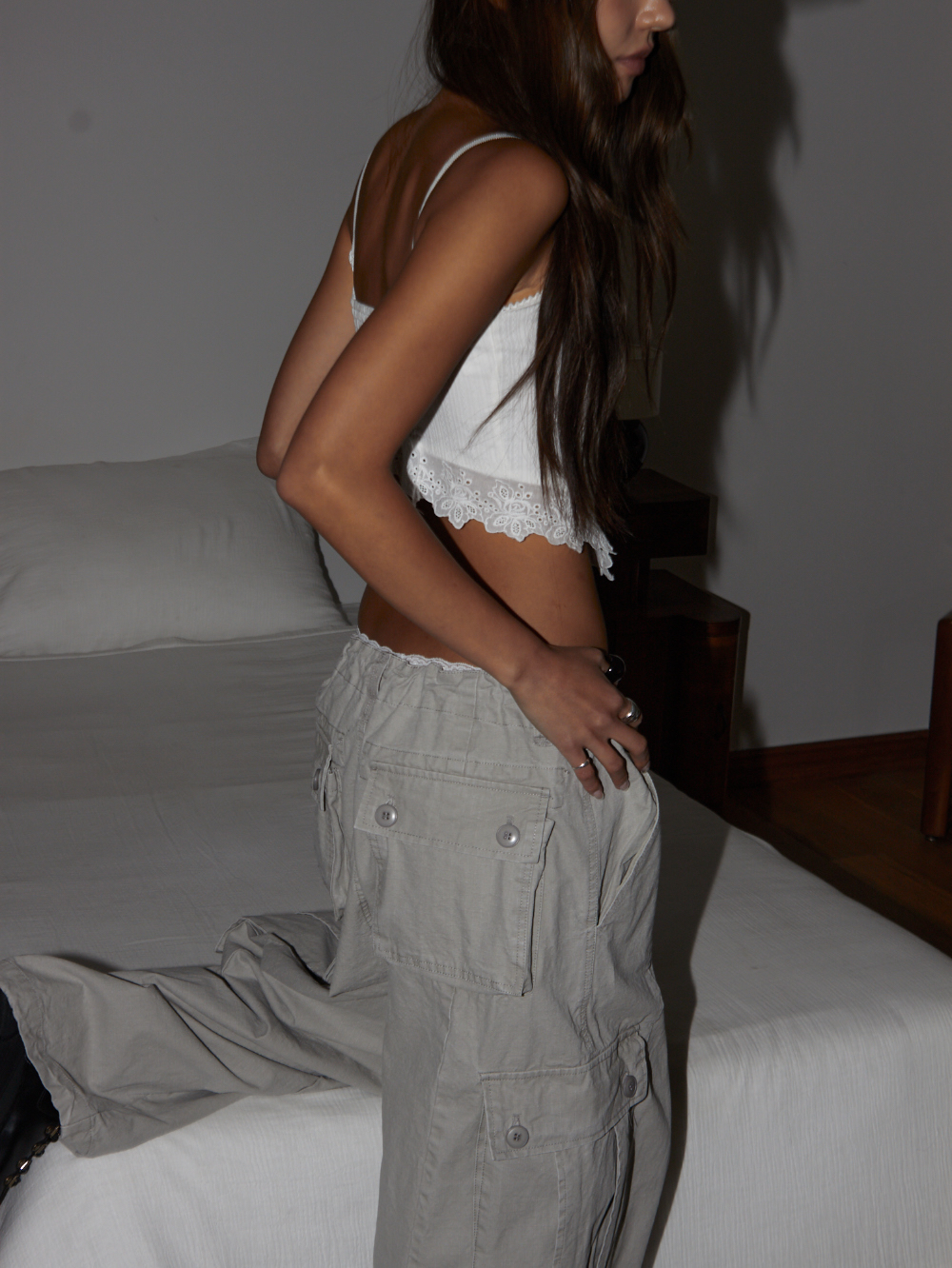 Drawstring Cotton Cargo Pants