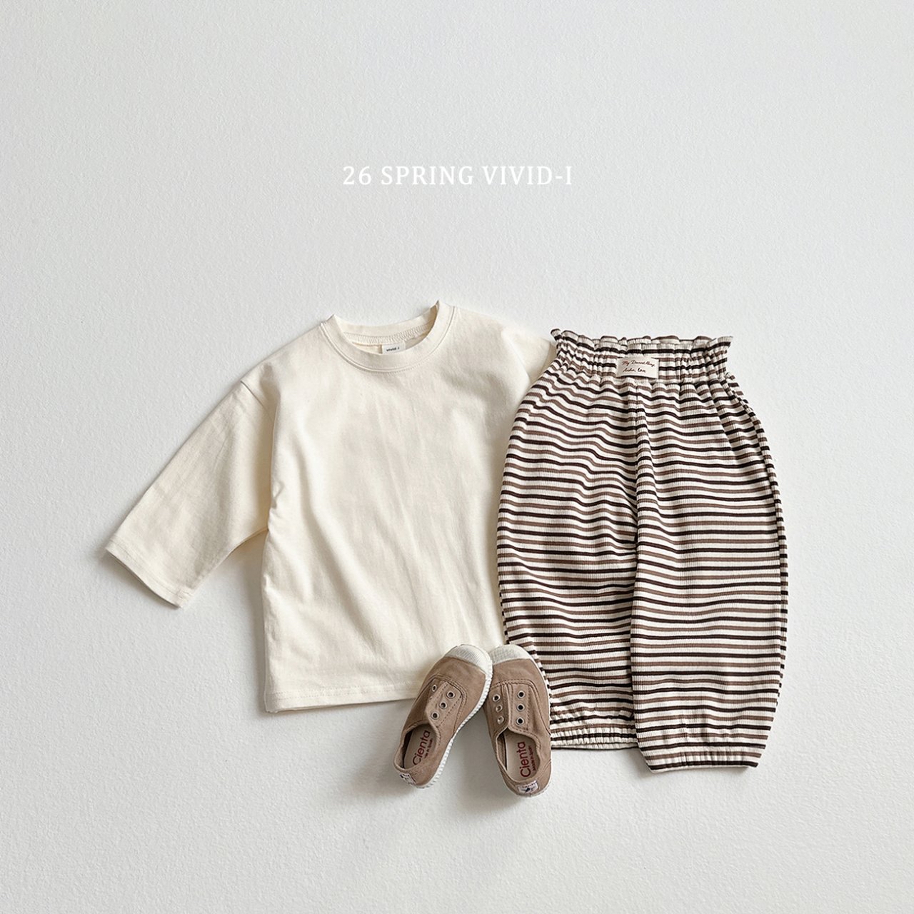 🌸預訂 韓國直送🌸🇰🇷VIVIDI兩色標籤條紋寬鬆長褲