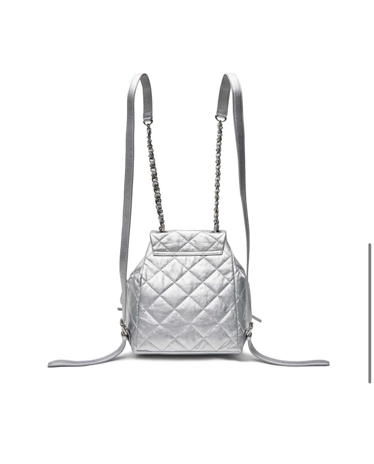 MATIN KIM 特價場 DOUBLE POCKET QUILTING MINI BACKPACK IN SILVER