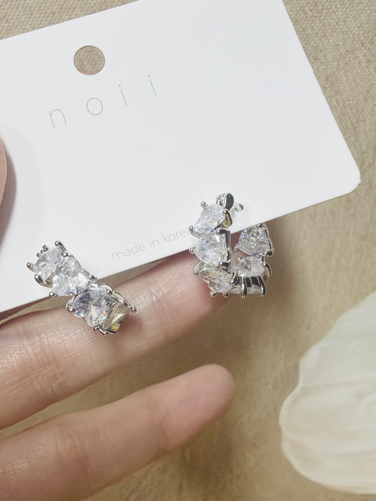 水晶心心形耳環 earrings 