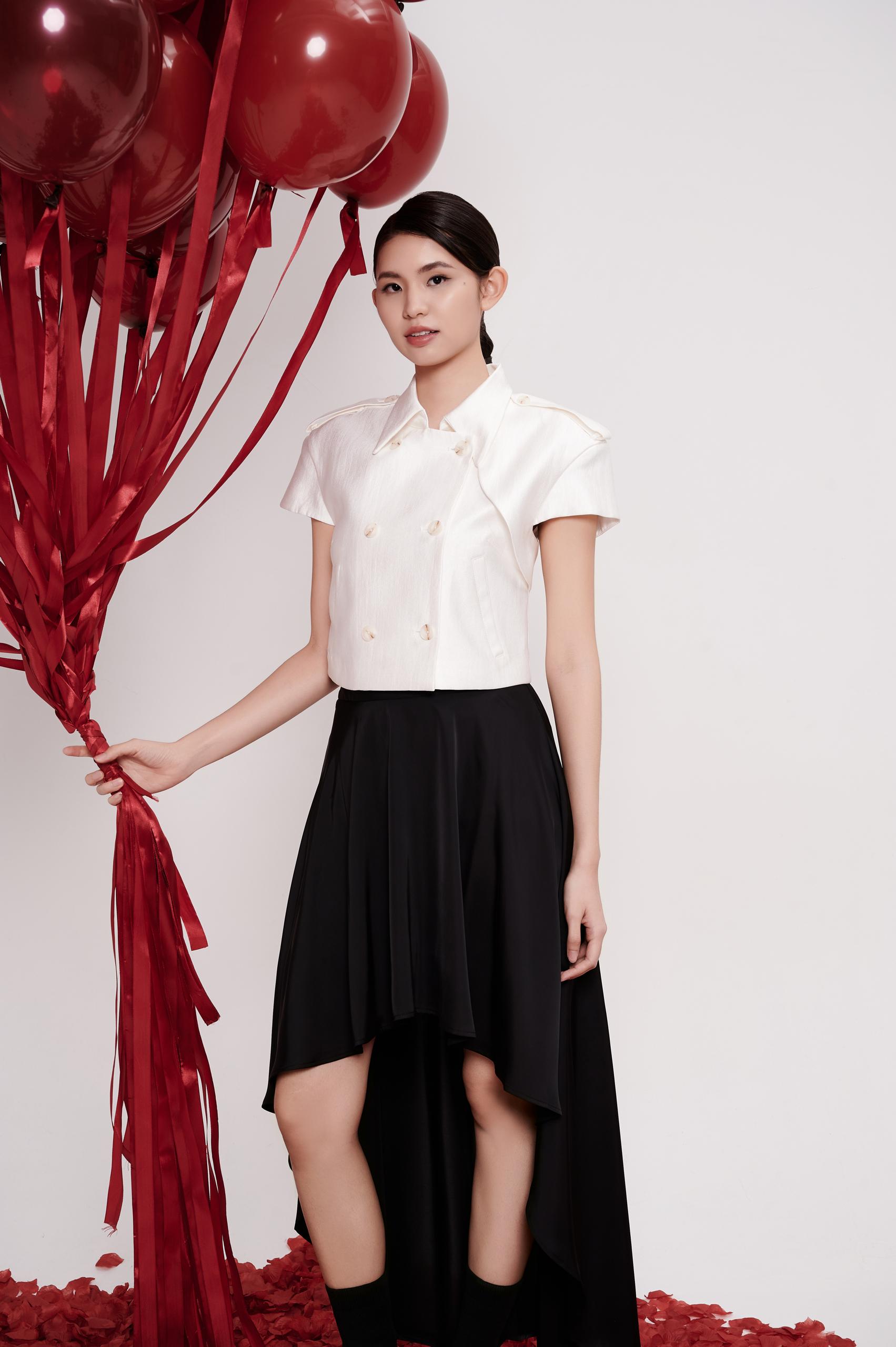 CB2648 TRENCH STYLE SHORT/SLLV BLOUSE 