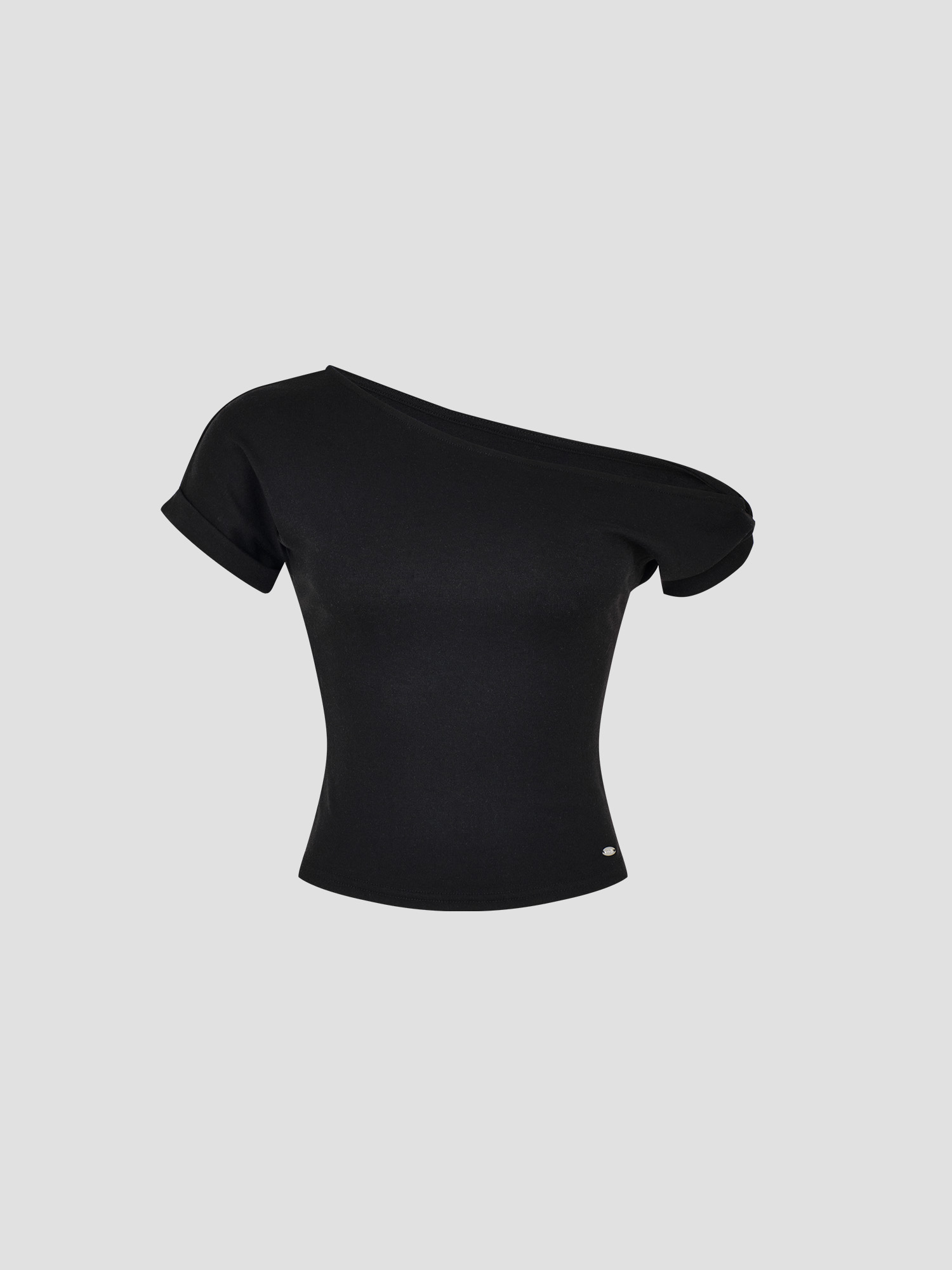 【氣質美感One Shoulder Top】預購_Flow Unbalanced Cropped T-shirt by Conch