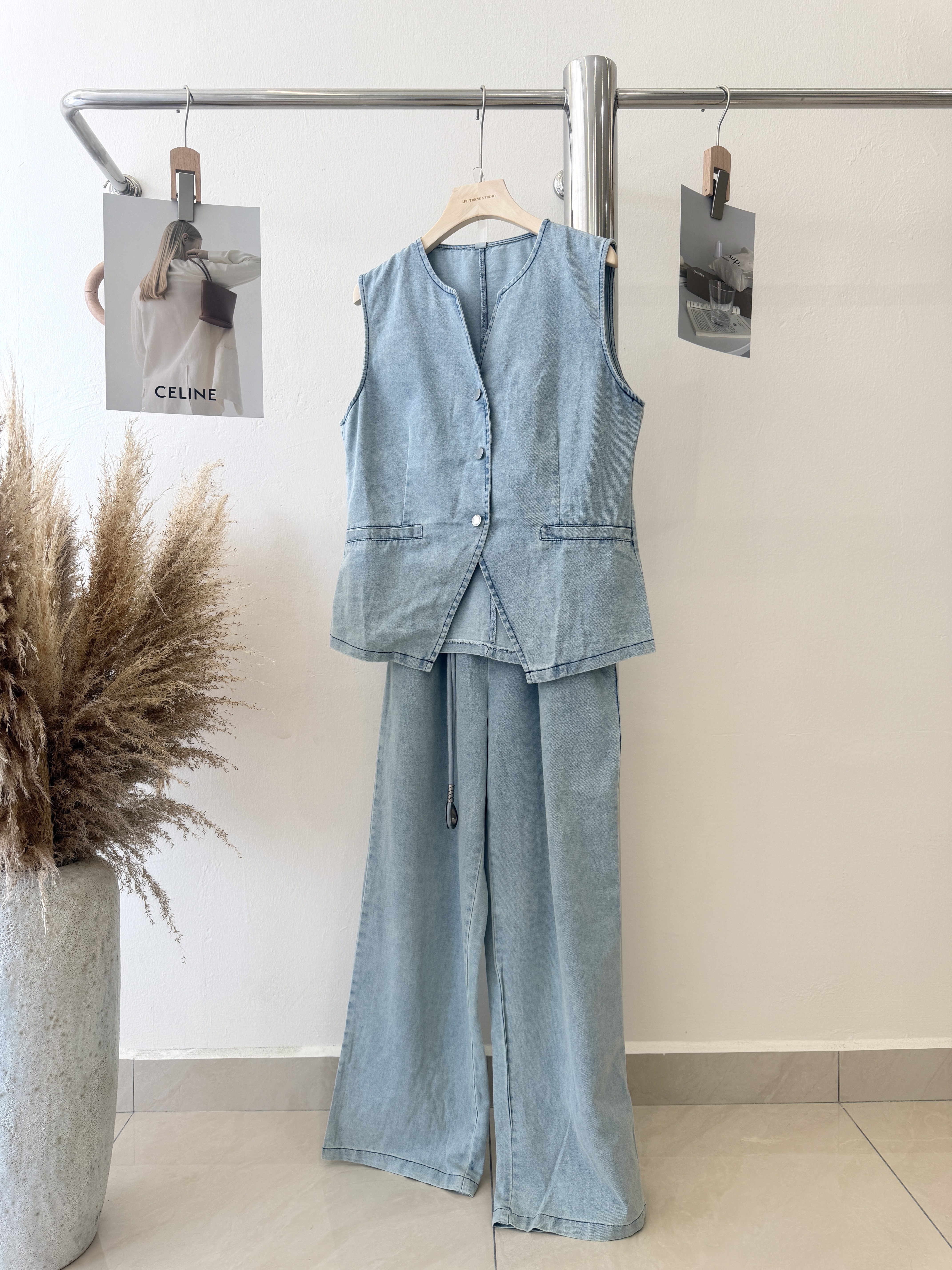 6519 时尚高级感牛仔两件套