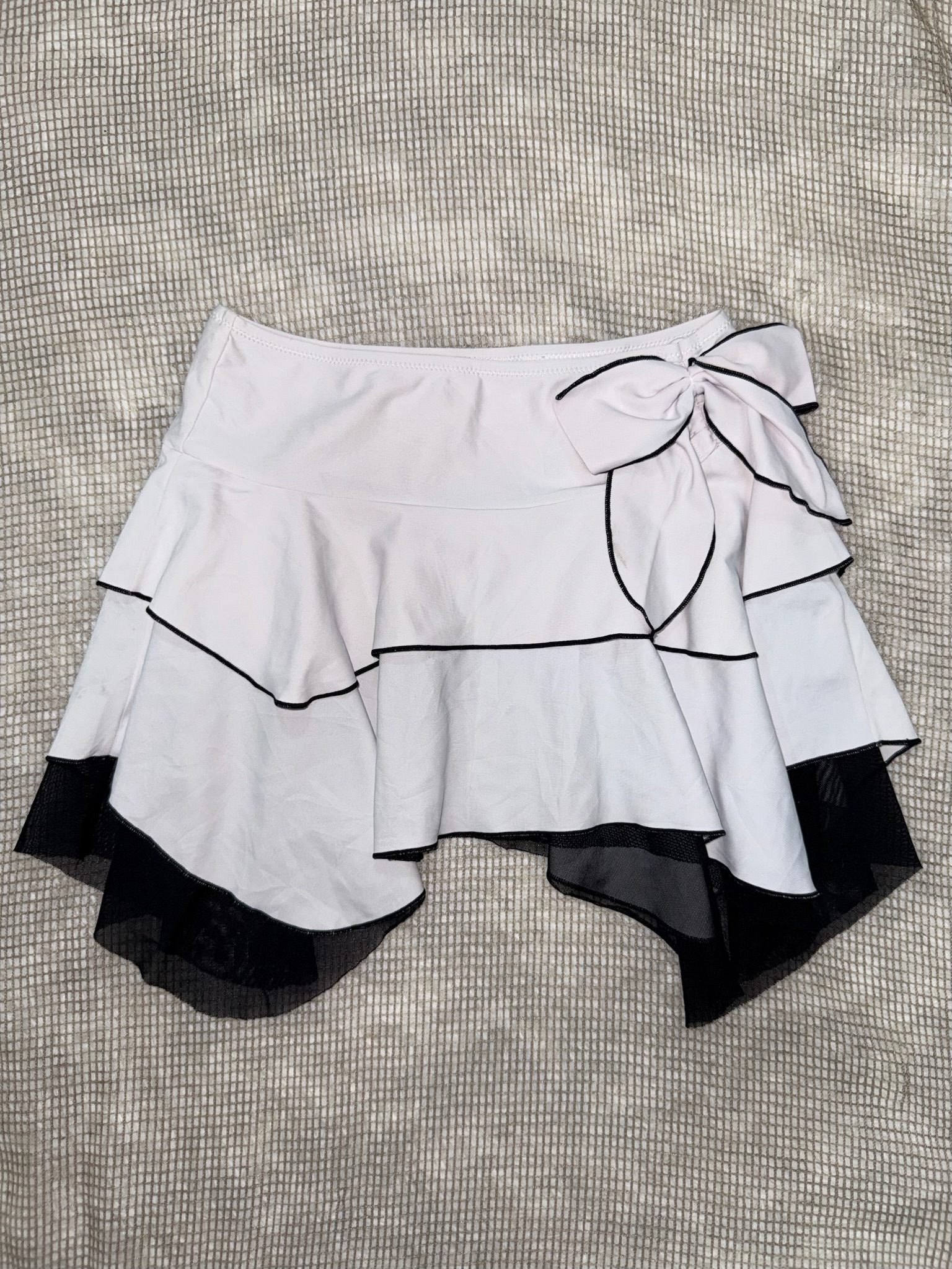 Light Pink Tiered Ruffle Mini Skirt with Bow