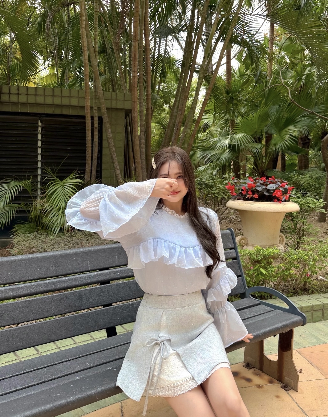 #HANNAexclusive# Fall In Heart Ruffle blouse