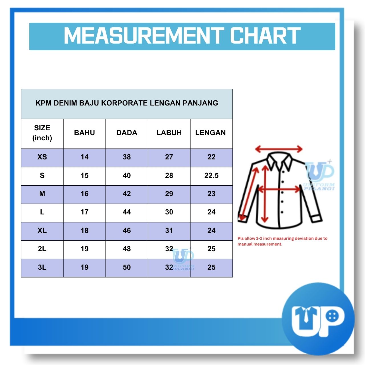 Baju Korporat KPM Wanita Denim Hitam Soft Lengan Panjang Denim Black Corporate Shirt Uniform with logo