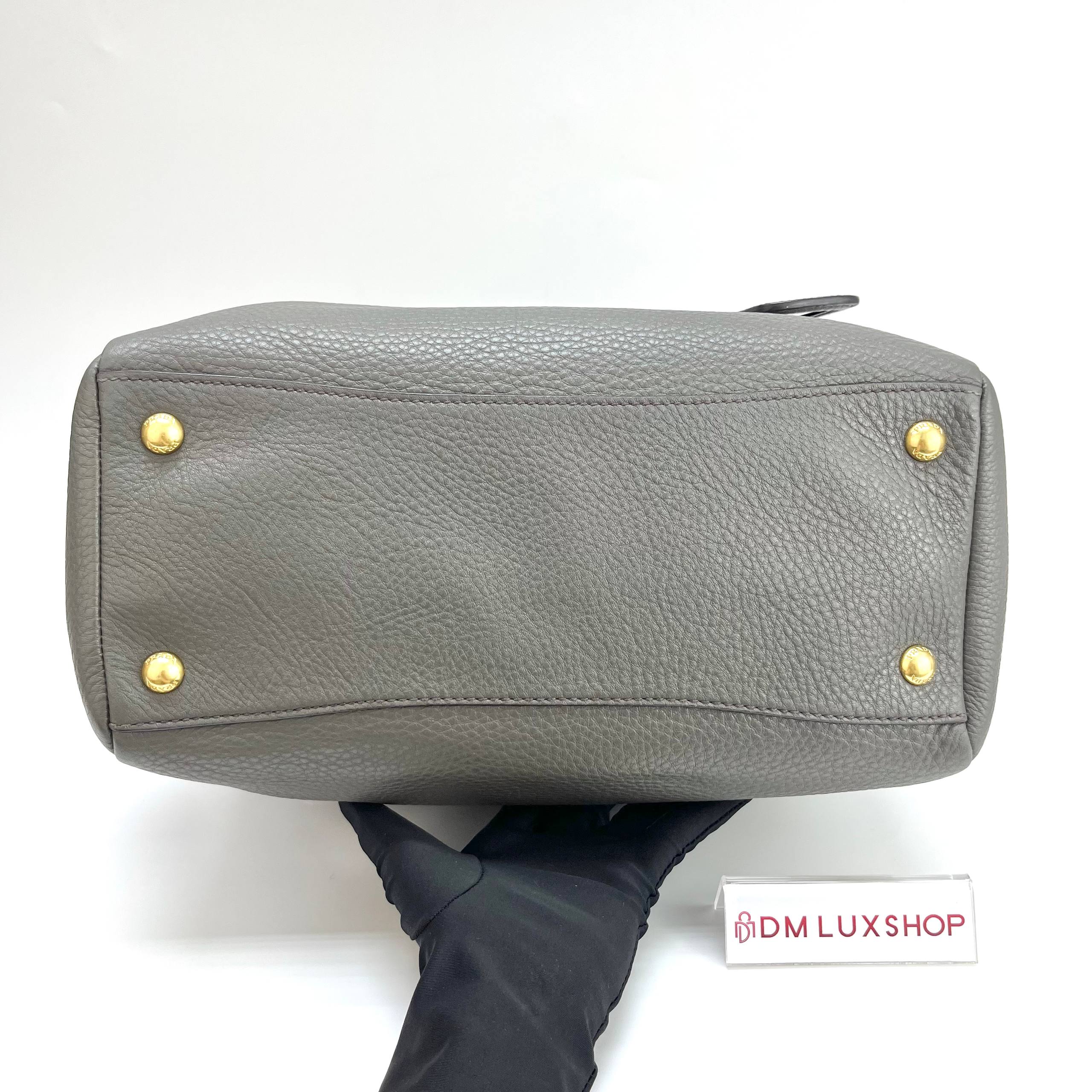 Prada Grey Bauletto Boston Bag GHW