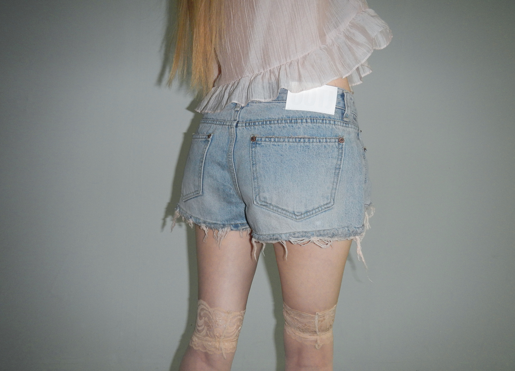 Distressed Washed Denim Shorts
