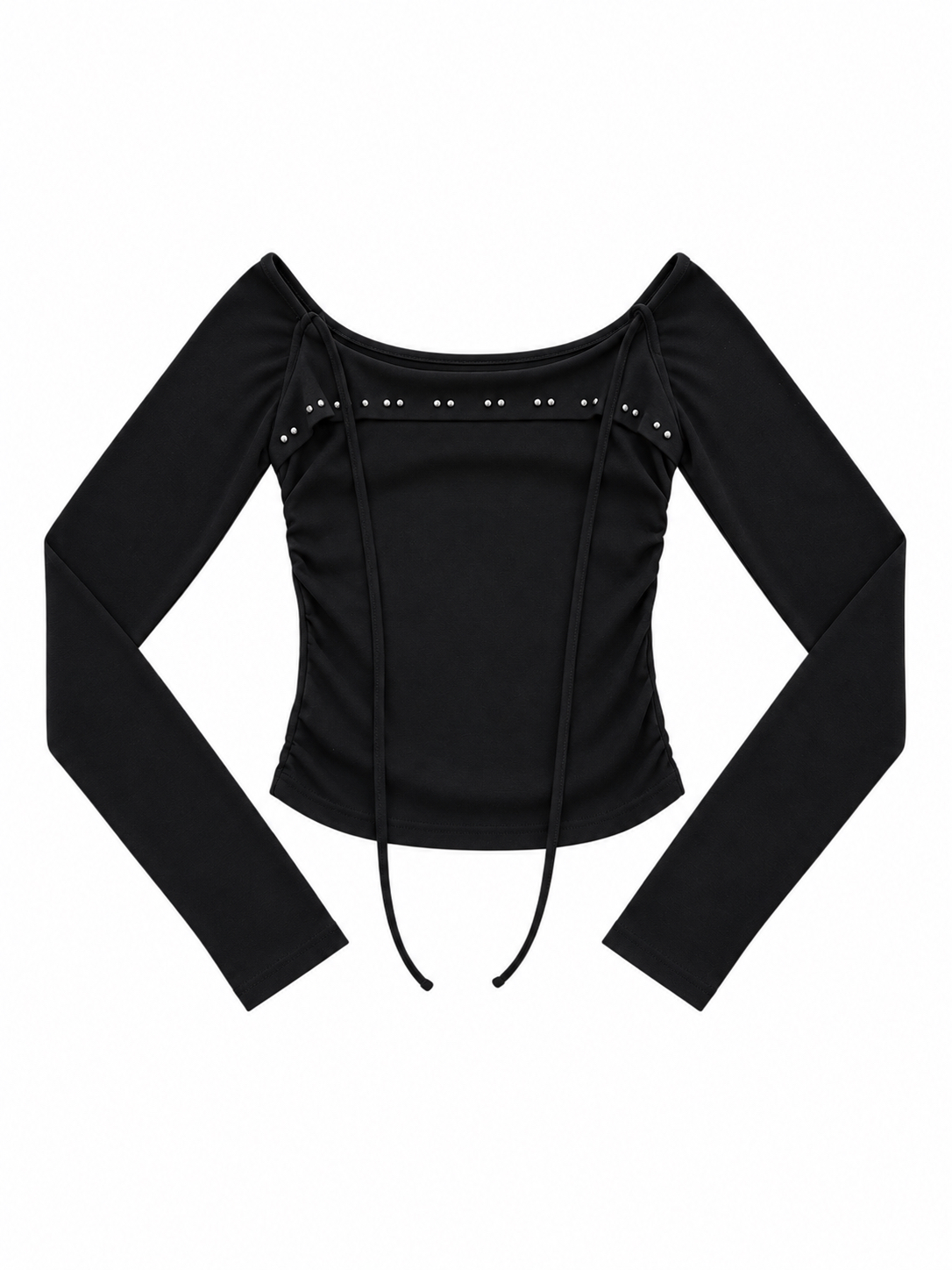 Studded Off-Shoulder Halter Neck Top