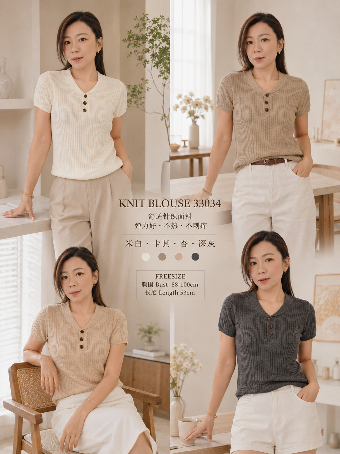 33034 SUMMER KNIT BLOUSE 针织上衣