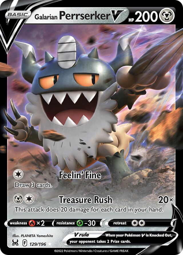 Pokemon TCG Lost Origin - Galarian Perrserker V-129/196