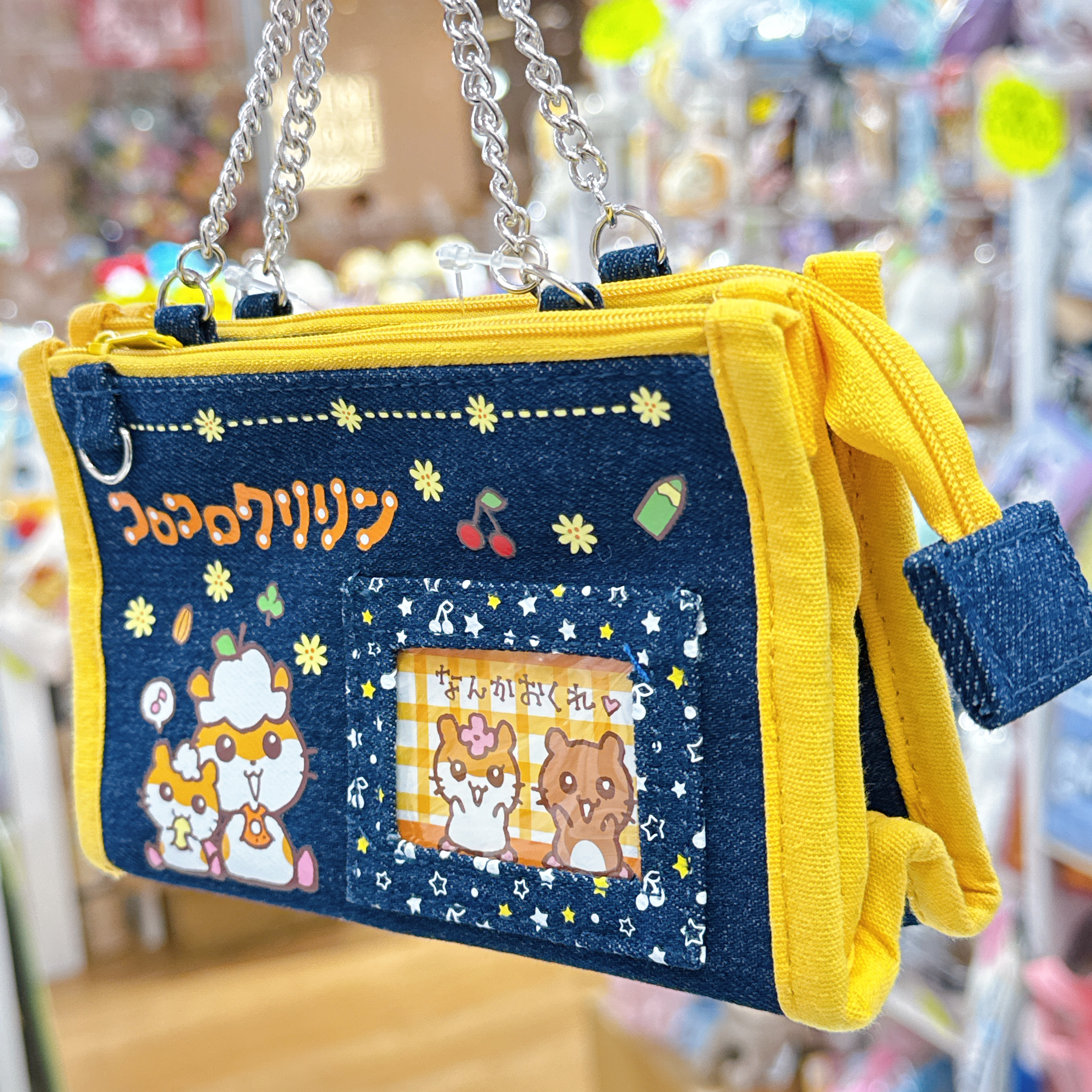 日本版Sanrio牛仔布手提化妝袋 內附有小鏡