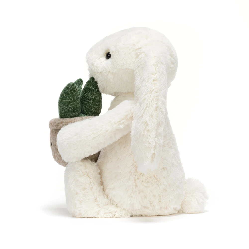 Cream Bunny With Plant捧盆栽奶白兔兔H31cm