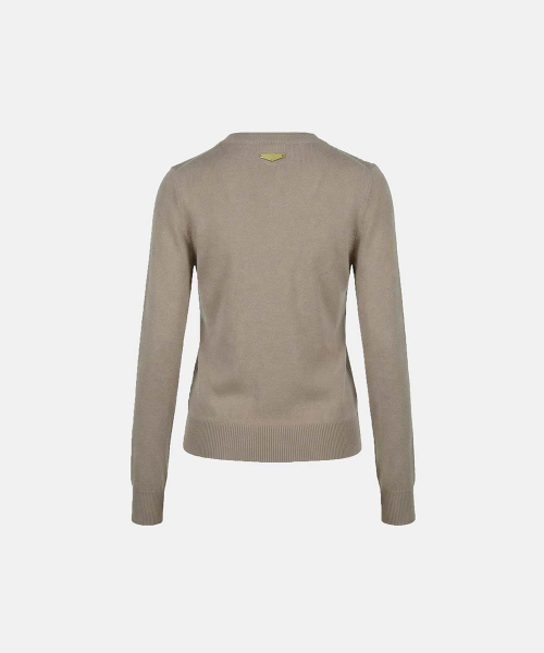 Fine Merino Wool Crewneck Cardigan - Sand