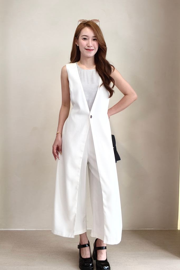 26611 Layered Vest Wide-Leg Jumpsuit