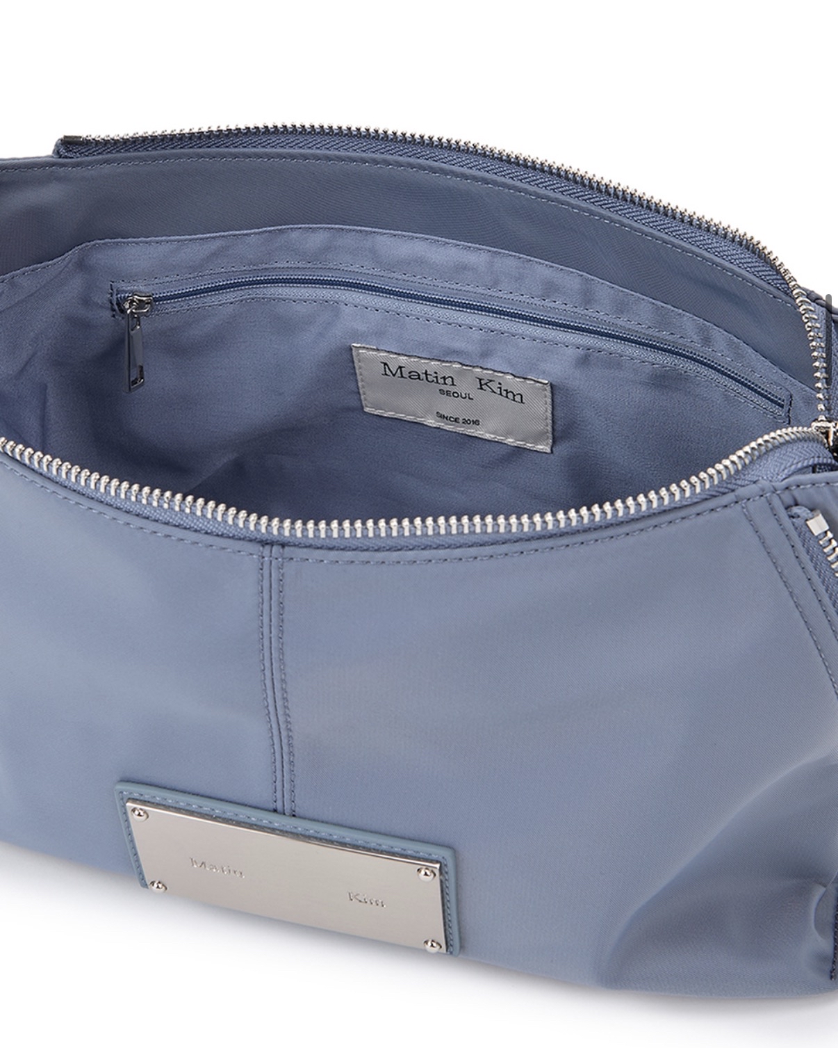 MATIN KIM特價場 SIDE ZIPPER FABRIC TWO WAY BAG IN BLUE