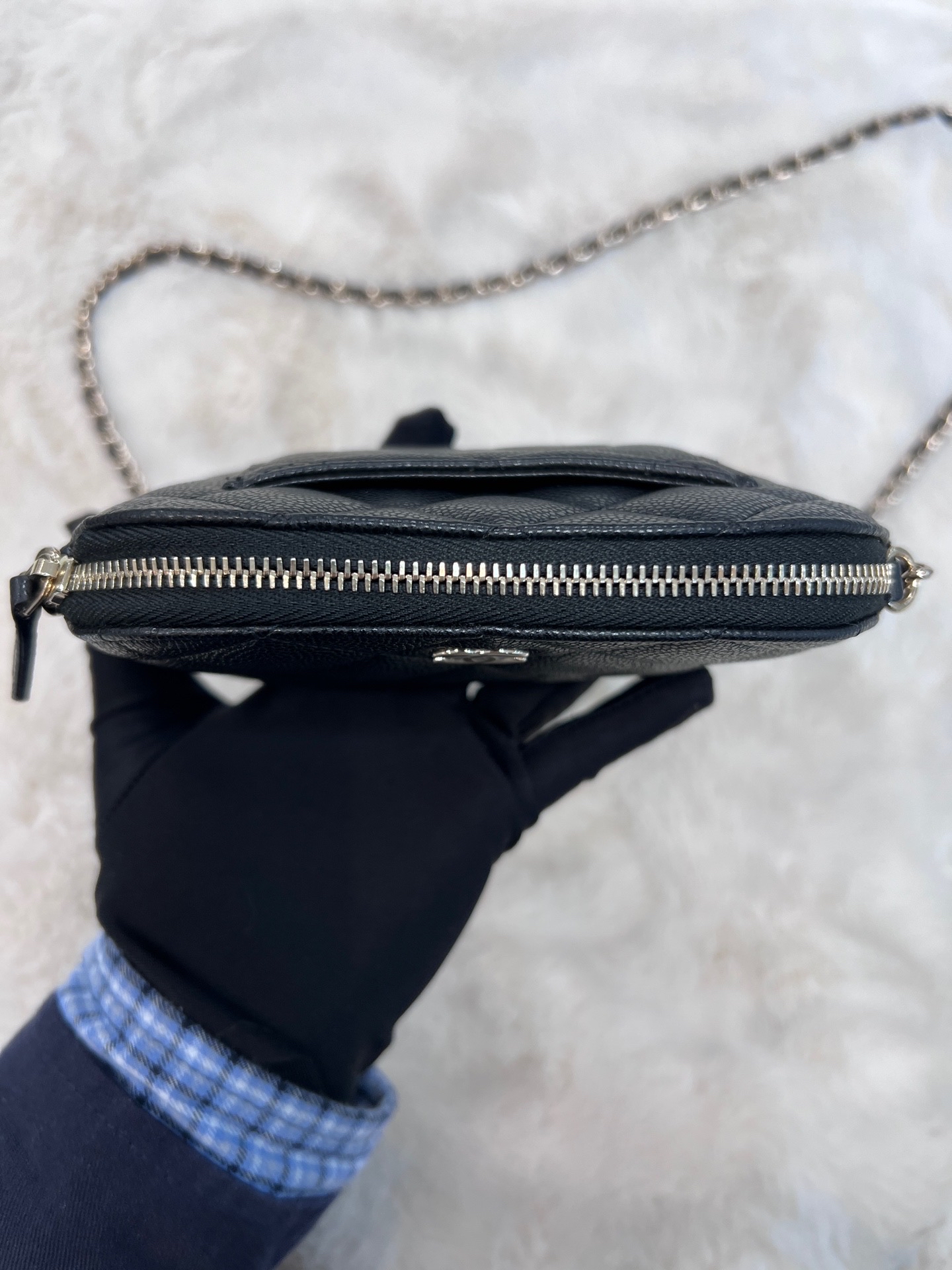 【預訂貨品】Full set👜芯片款 Chanel黑金荔枝牛皮mini貝殼包 