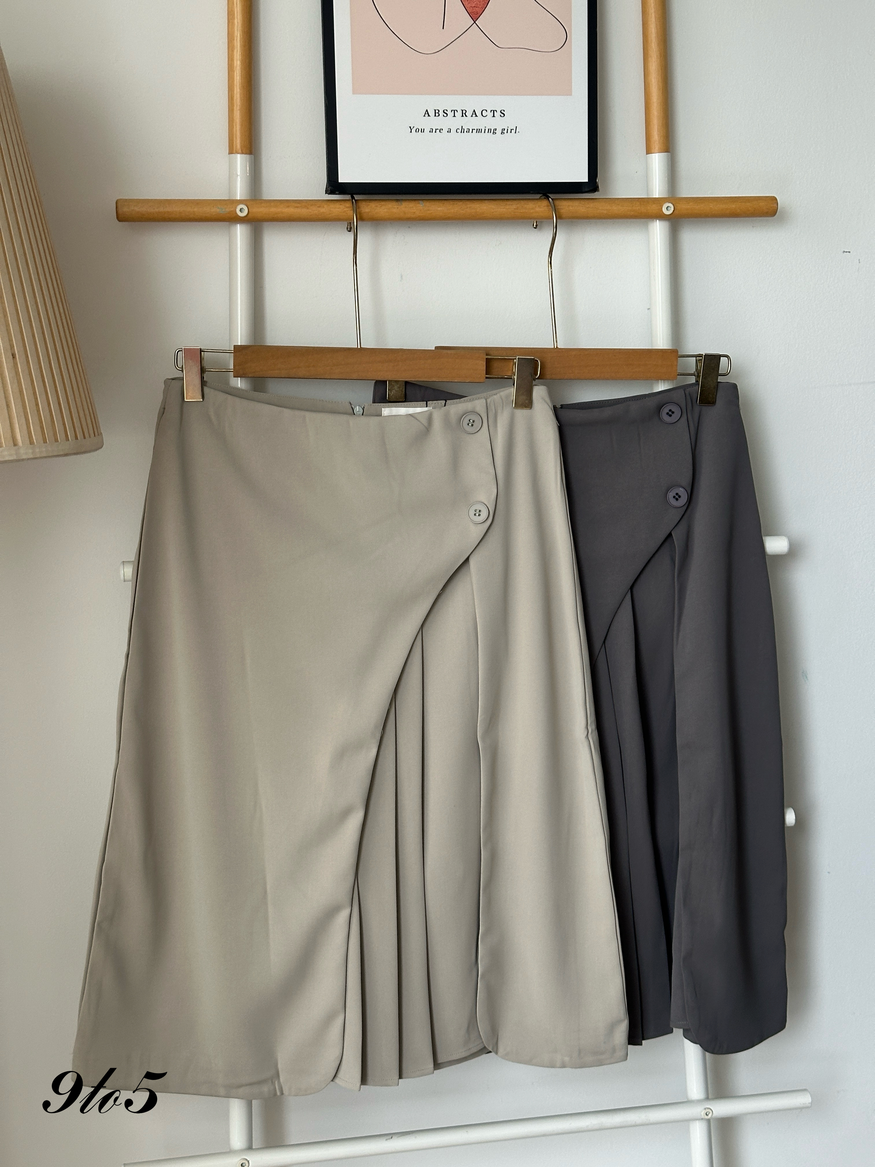 S1796 A Line Overlap Midi Skirt - 3 Colors