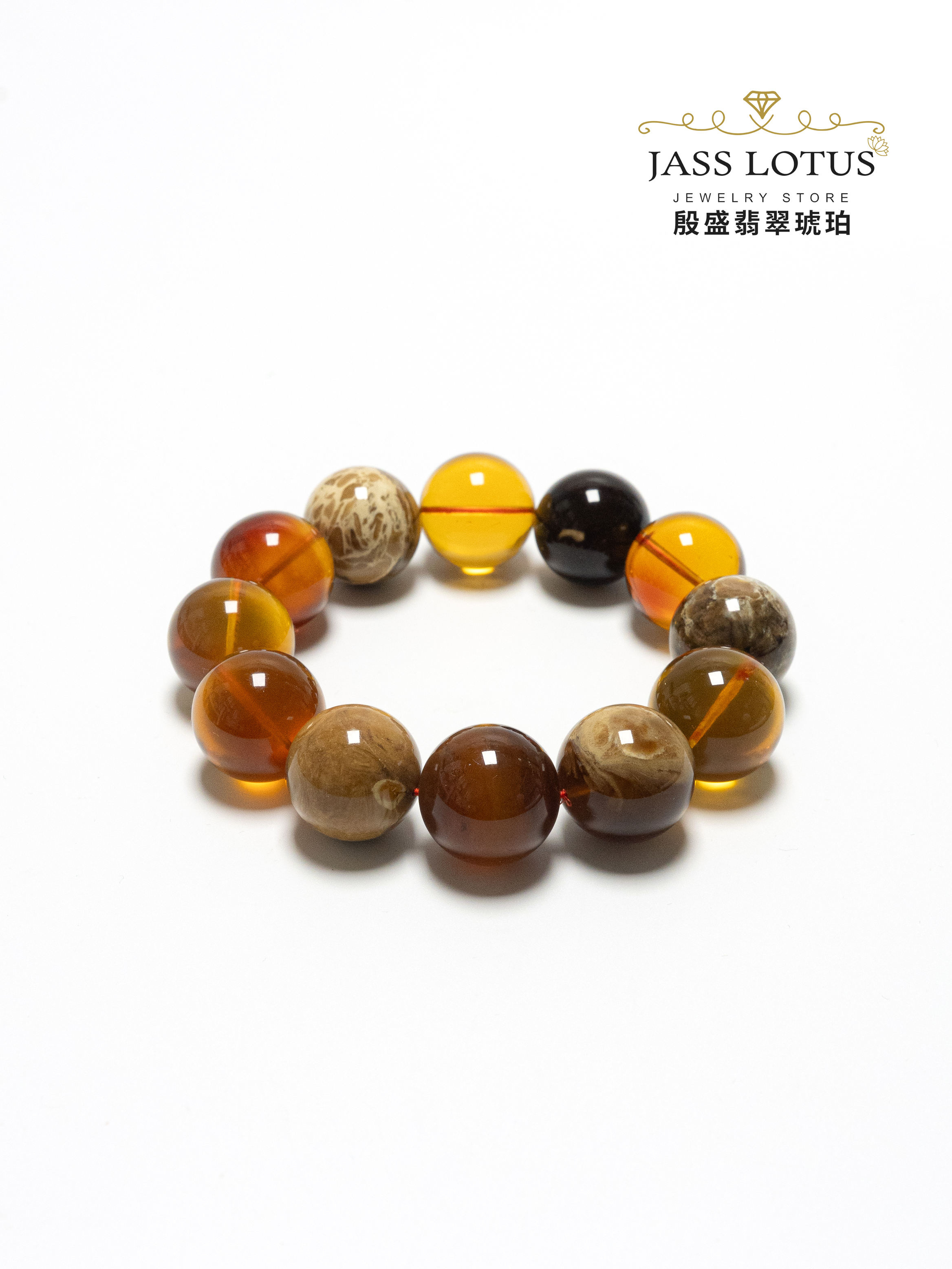 緬甸天然琥珀多寶手串