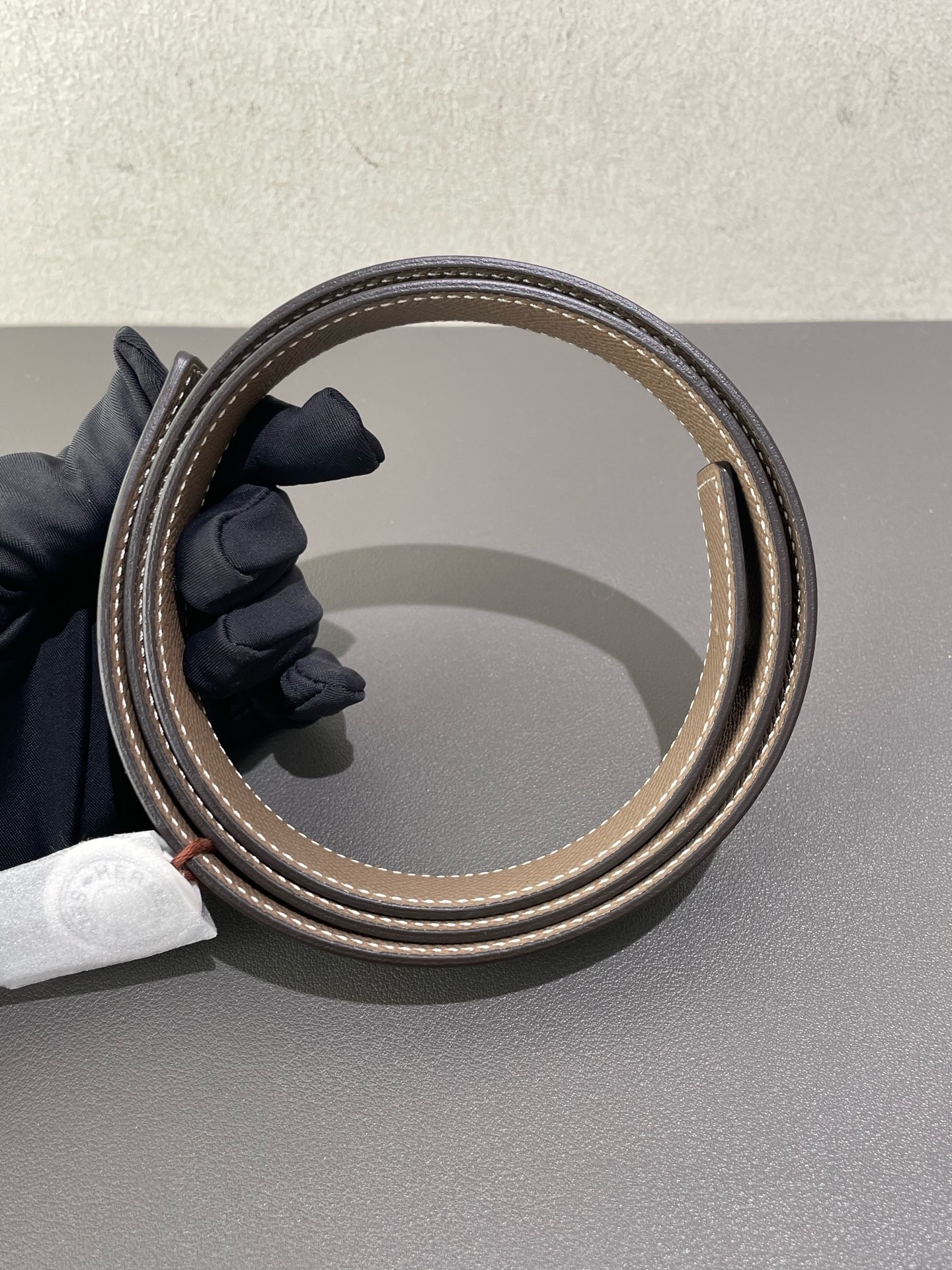 【預訂貨品】HERMES 80碼 Z刻雙面黑色拼大象灰 