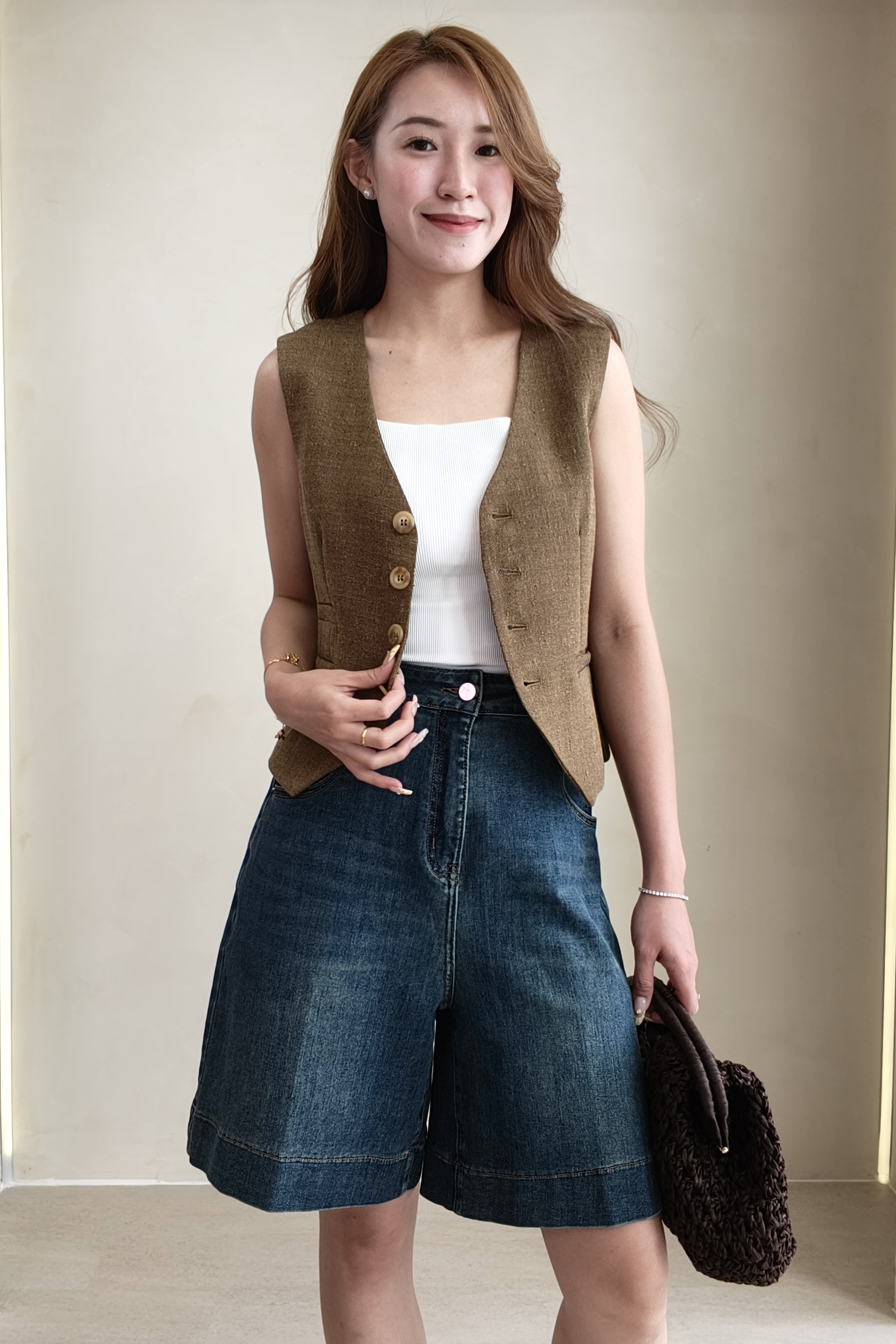 5691 Structured Denim Bermuda Shorts