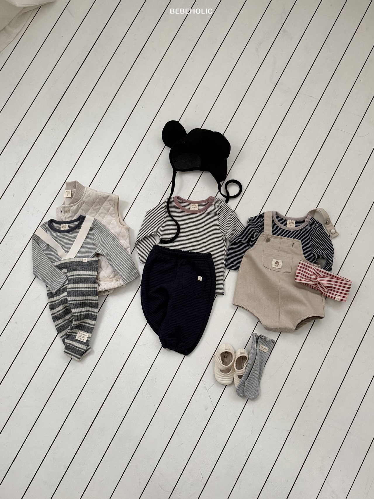 🌸預訂 韓國直送🌸🇰🇷BEBEHOLIC三色條紋打底長袖上衣