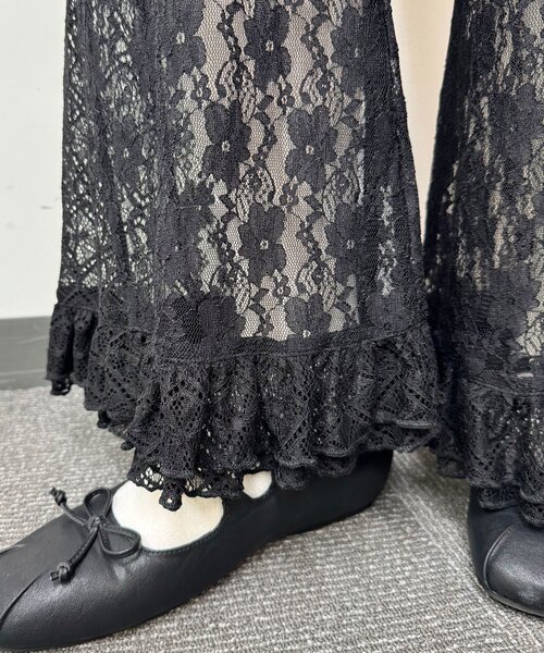 Lace喇叭層疊荷葉邊褲【JP011】