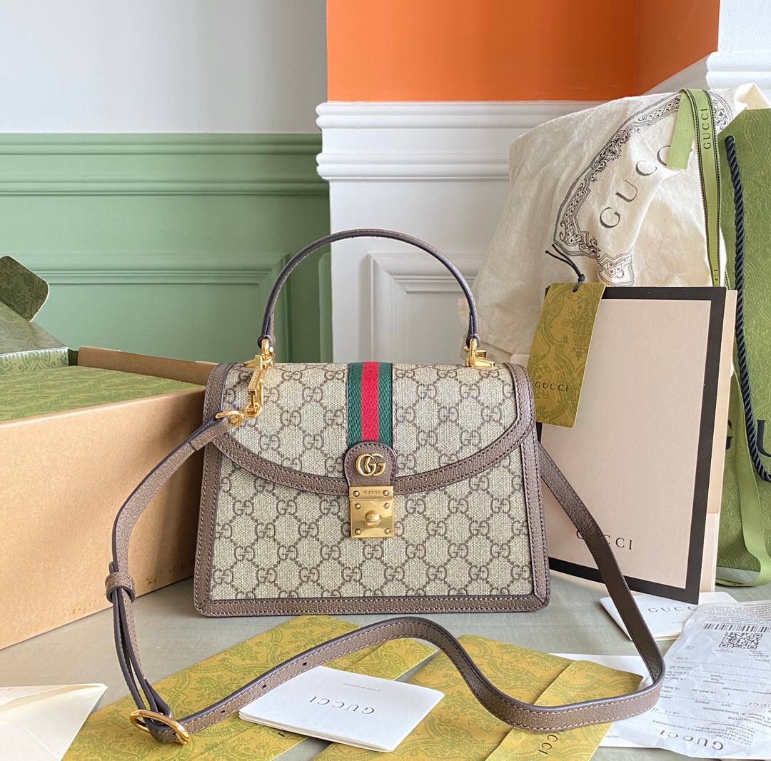 👜G651055:尺寸：25x17.5x7cm，这款小号Ophidia手提包采用经典配色，老花确实很好看很百搭～～🎉可肩背、可手提、可斜挎多种背法更实用