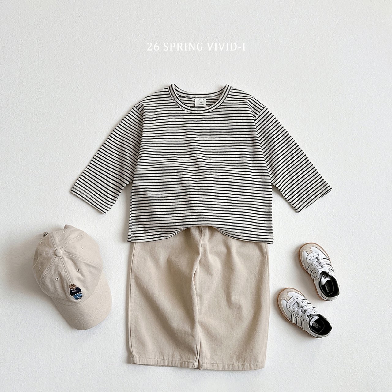 🌸預訂 韓國直送🌸🇰🇷VIVIDI四色日常寬鬆純色條紋長袖上衣套裝