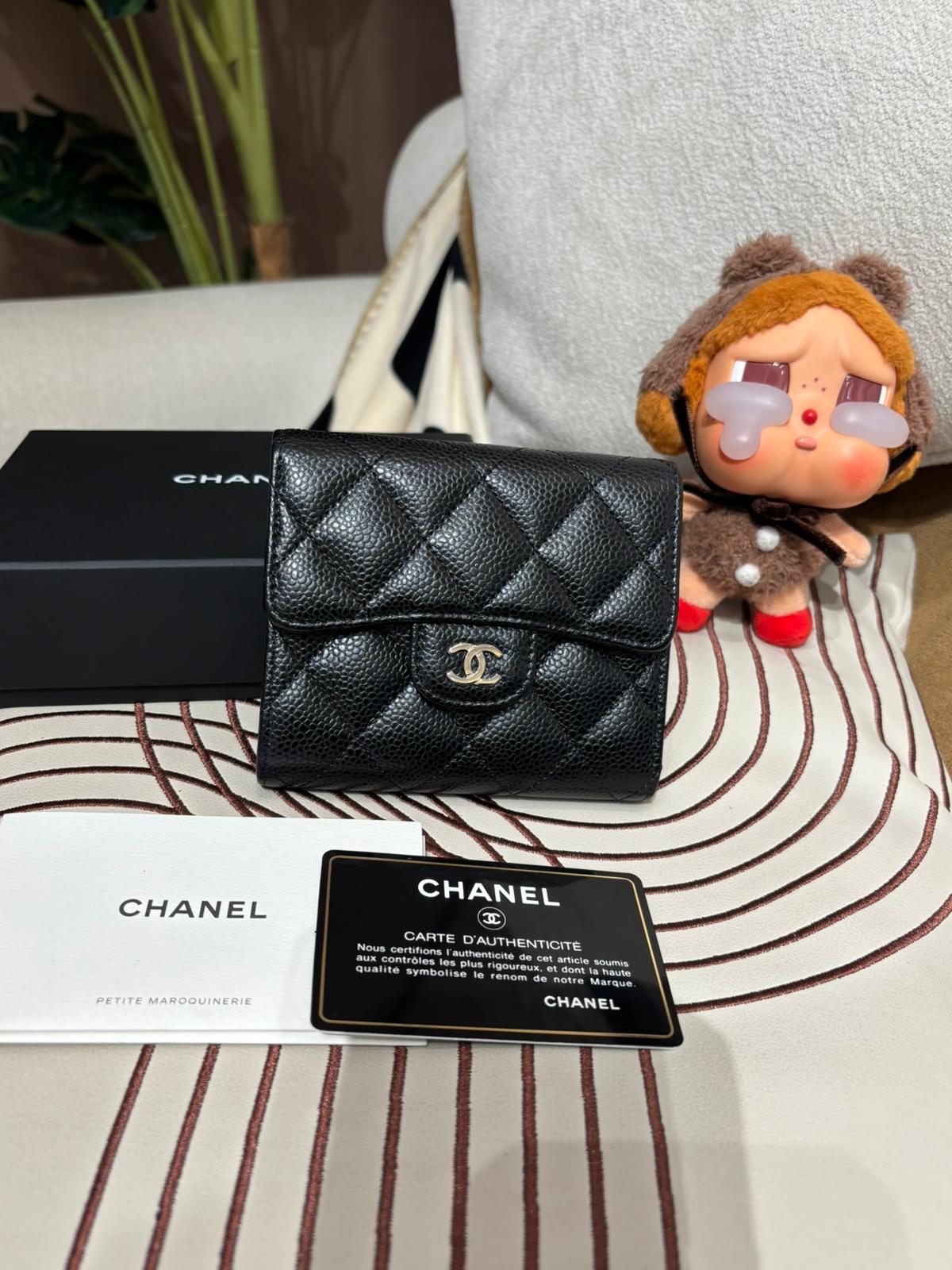 Chanel classic wallet 黑色荔枝牛皮 100%Authentic, 未使用品 99%New ✅專門店收據✅card✅Dust bag✅box