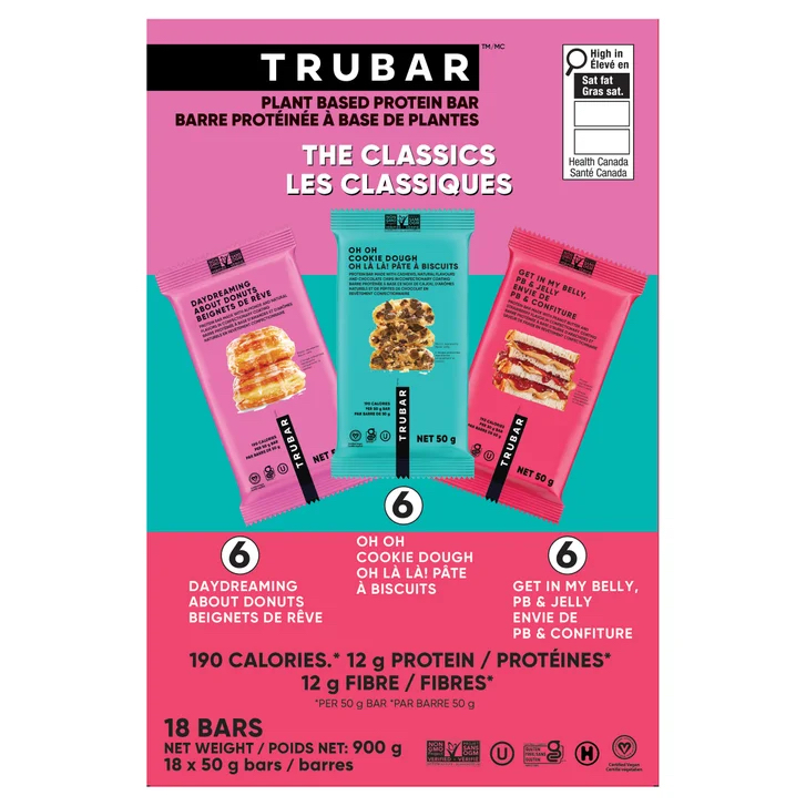 加拿大Costco直送 Trubar Plant Based Protein Bars, The Classics, 18 × 50 g