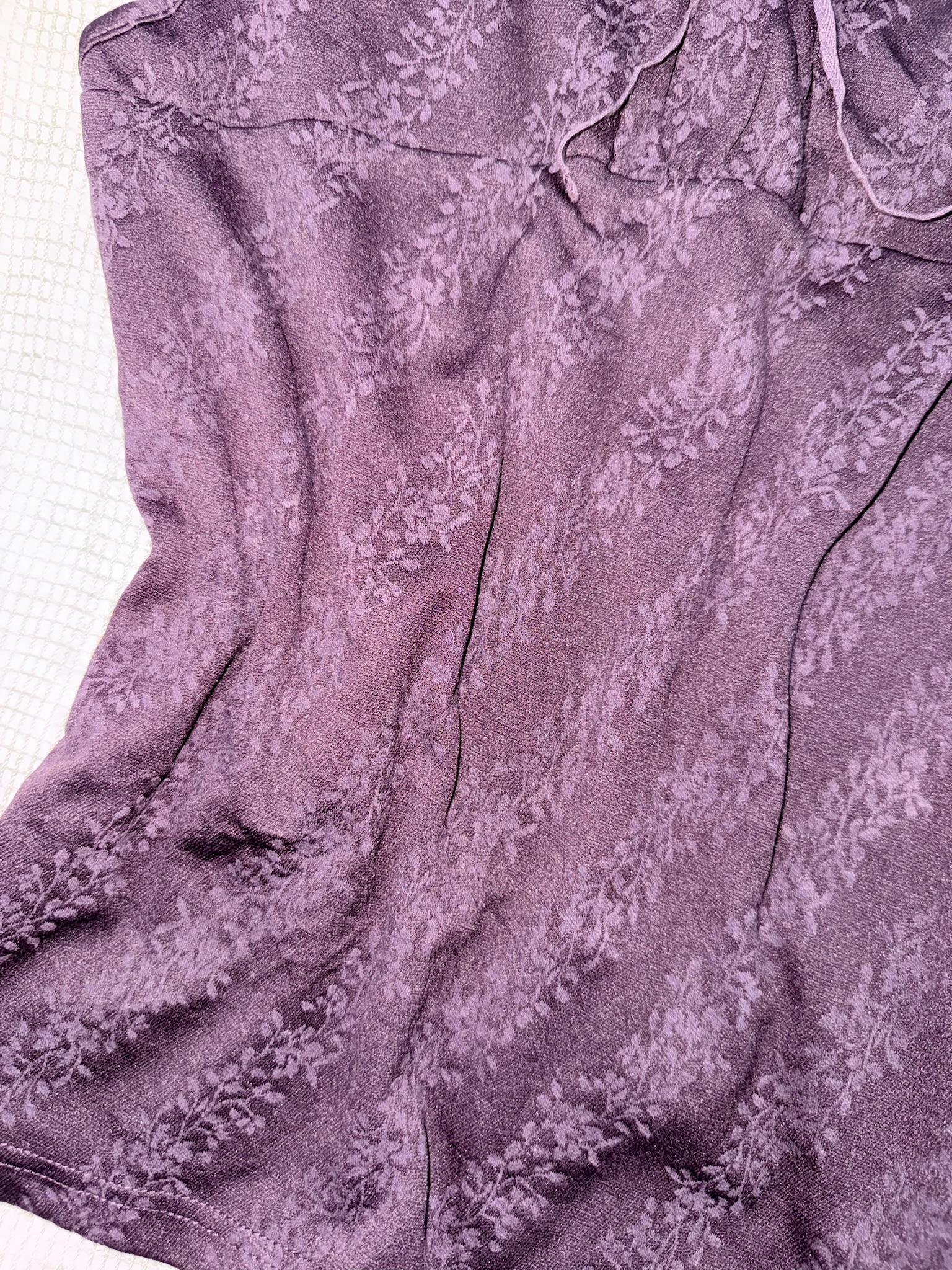 Plum Purple Jacquard Tank Top with Lace Trim