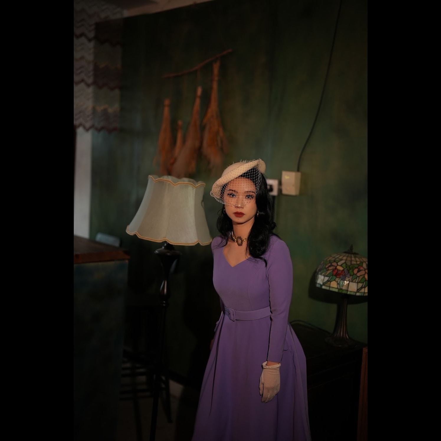 (Ready-Made) 1940s Purple Dream Princess Dress with Belt (FM200)