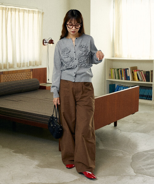 S形荷葉紋針織外套