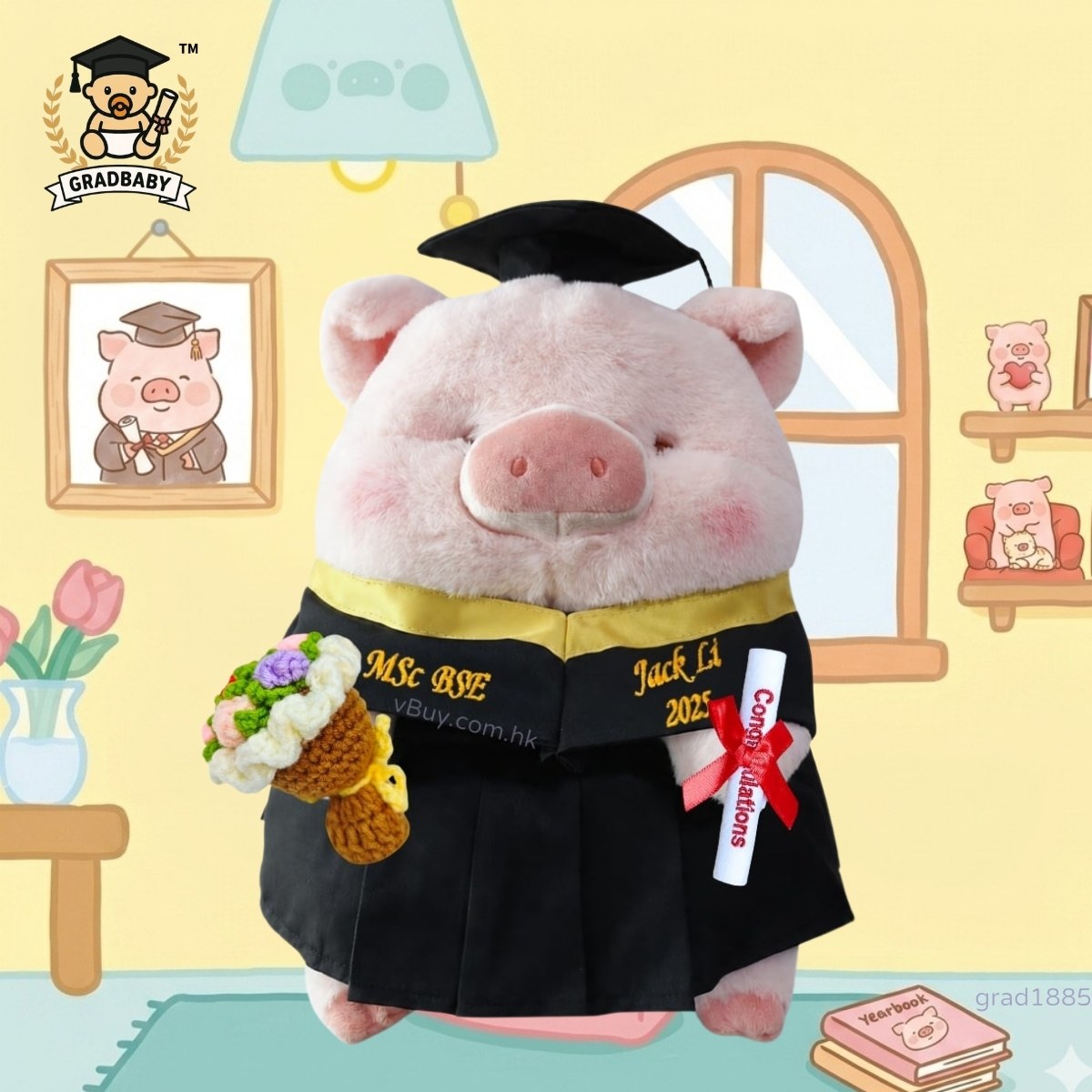 Lulu豬畢業公仔 大學畢業公仔 香港現貨 可加名 Gradbaby