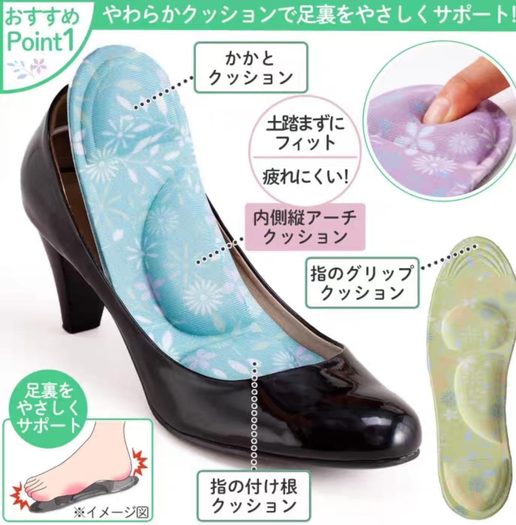 🇯🇵日本直送✈️$99/3對。日本 花卉圖案柔軟鞋墊(一套3對)