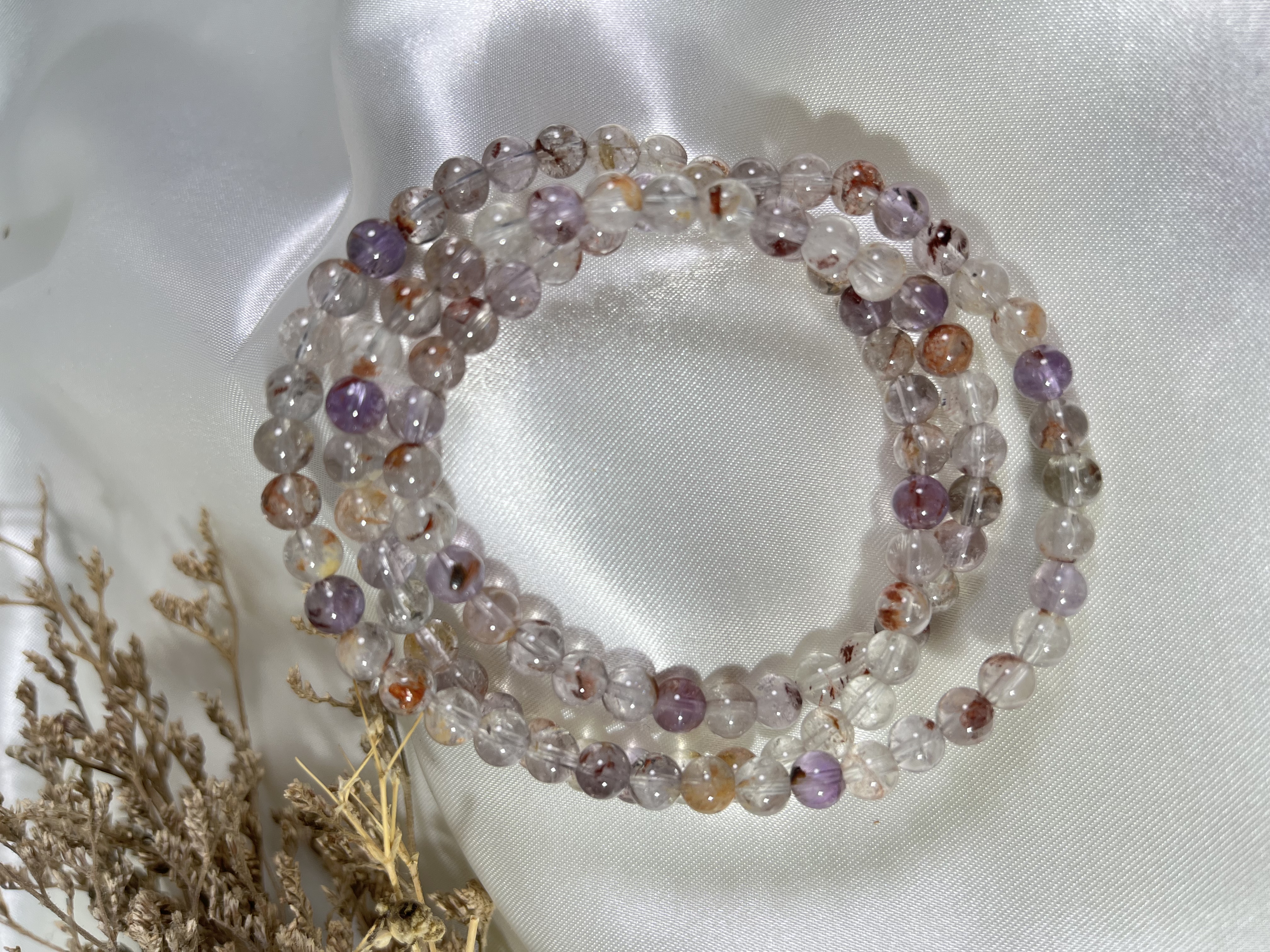 紫骸骨三圈（極光與閃靈鑽共生石） 5mm+