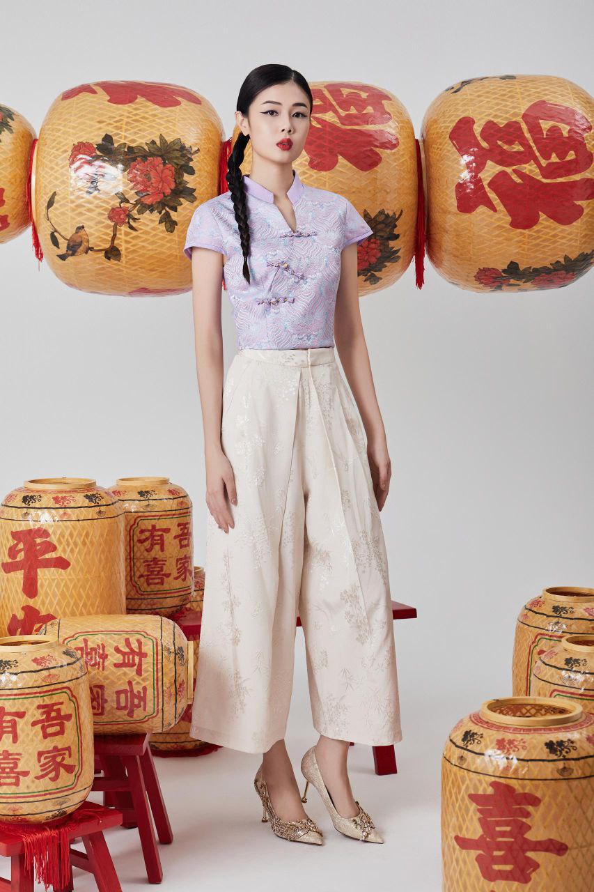 提花旗袍上衣 2617