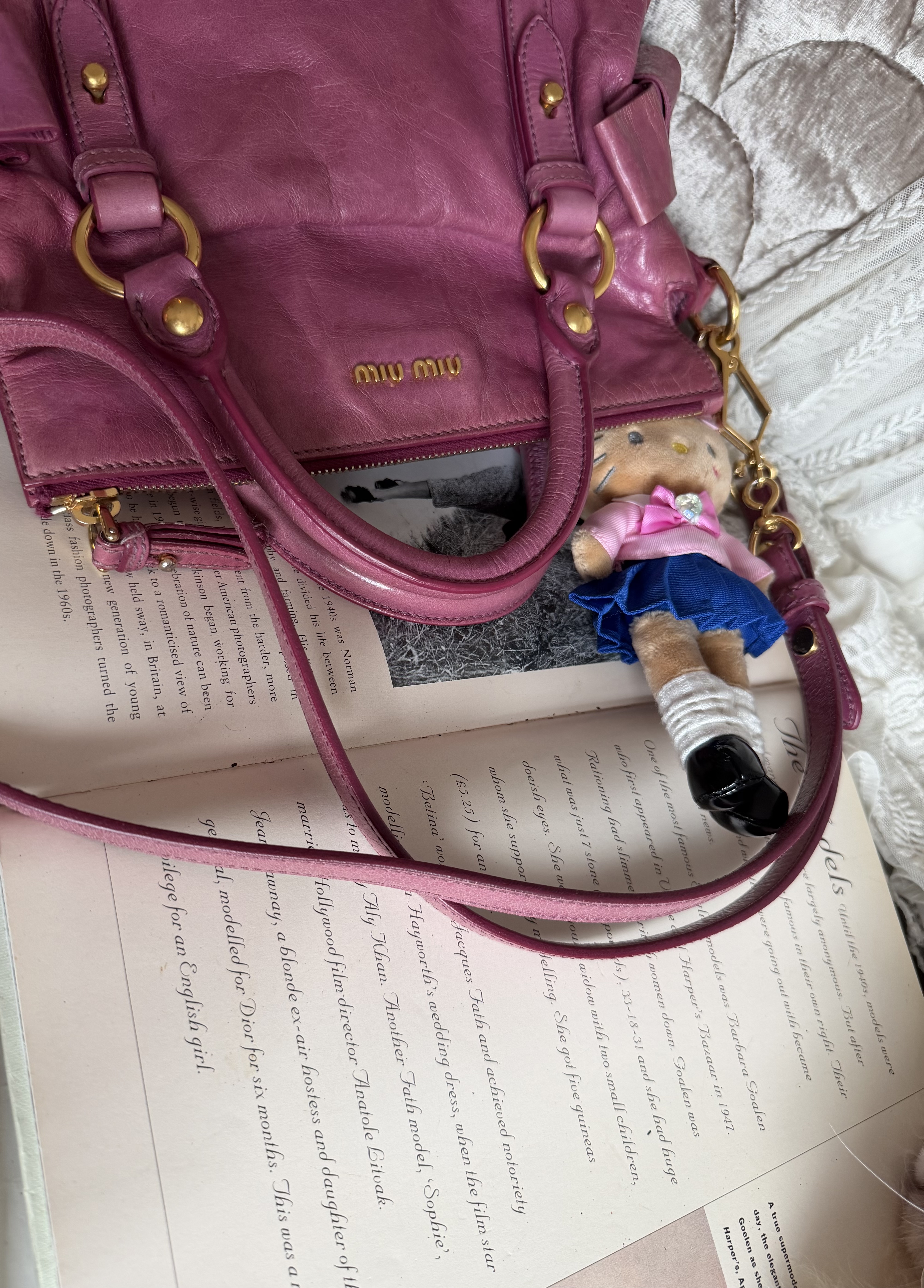 Miu miu pink vitello mini bow bag