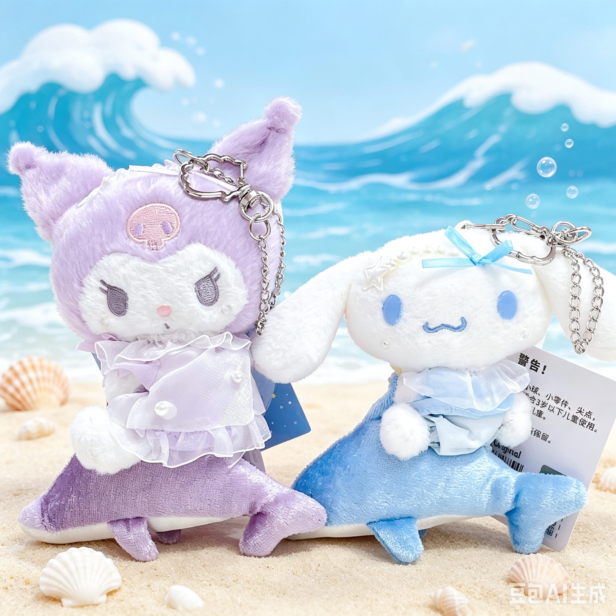 上海限定Sanrio 月光海豚系列Kuromi 肉桂狗公仔掛飾