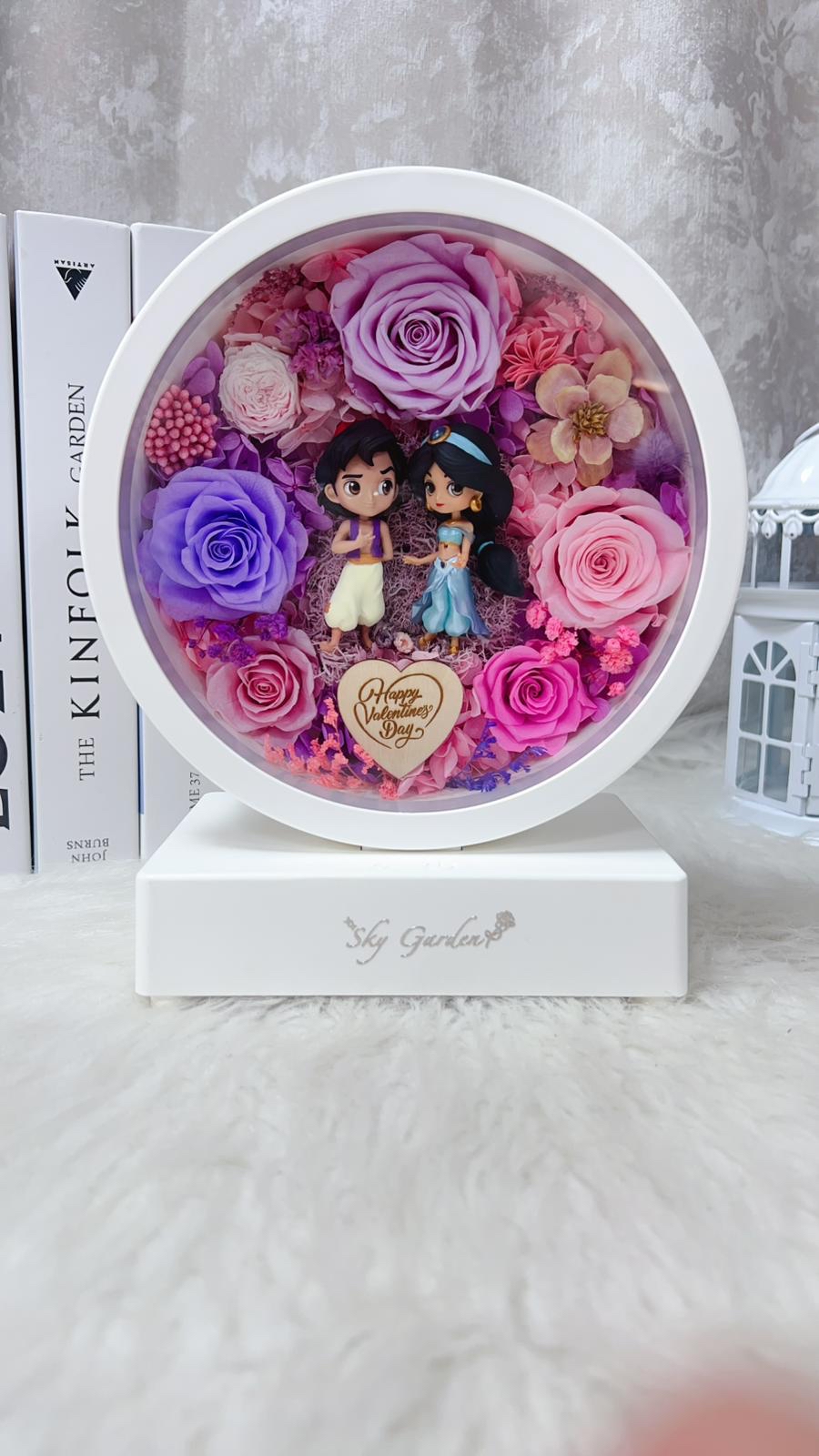 茉莉公主王子粉紫玫瑰永生花藍芽喇叭小夜燈