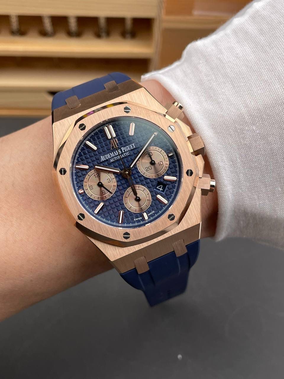 🚀皇家橡树26331OR 玫金蓝盘/41mm/7750机/胶带款💯