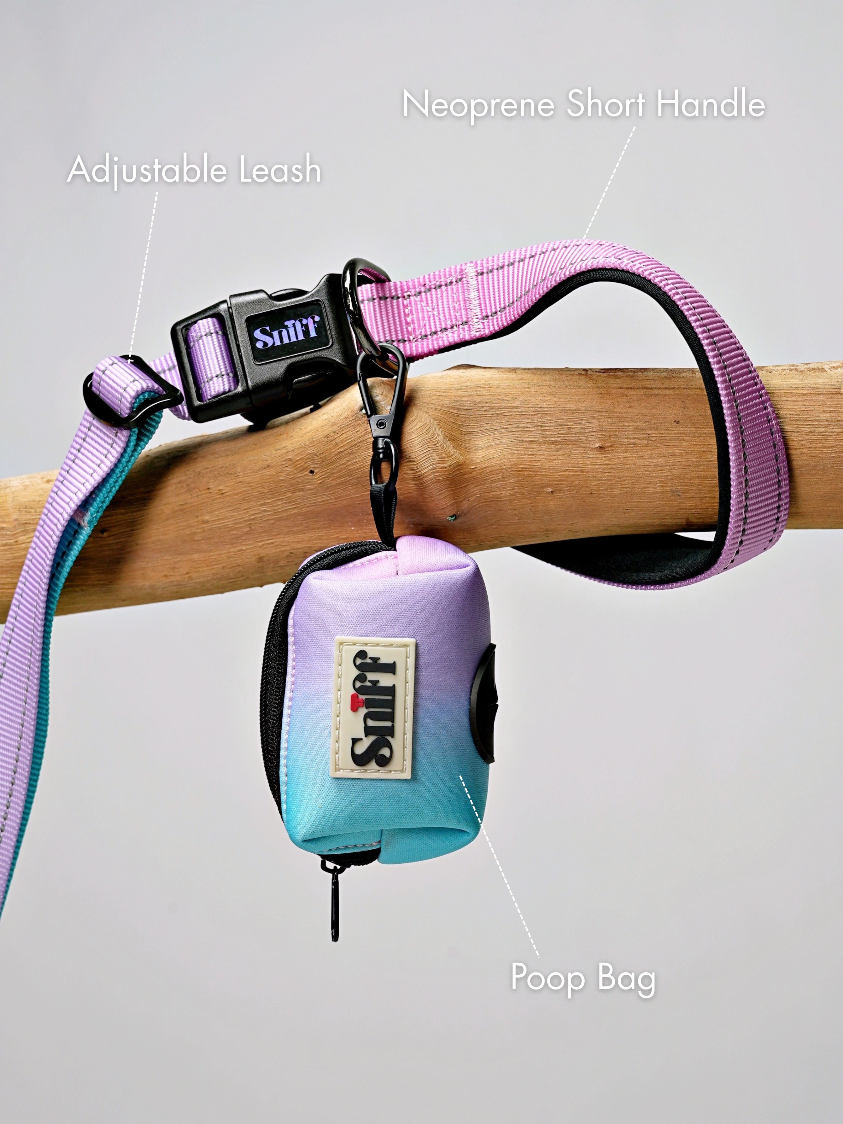 Hands Free Multifunction Leash with Poop Bag - Cotton Candy 