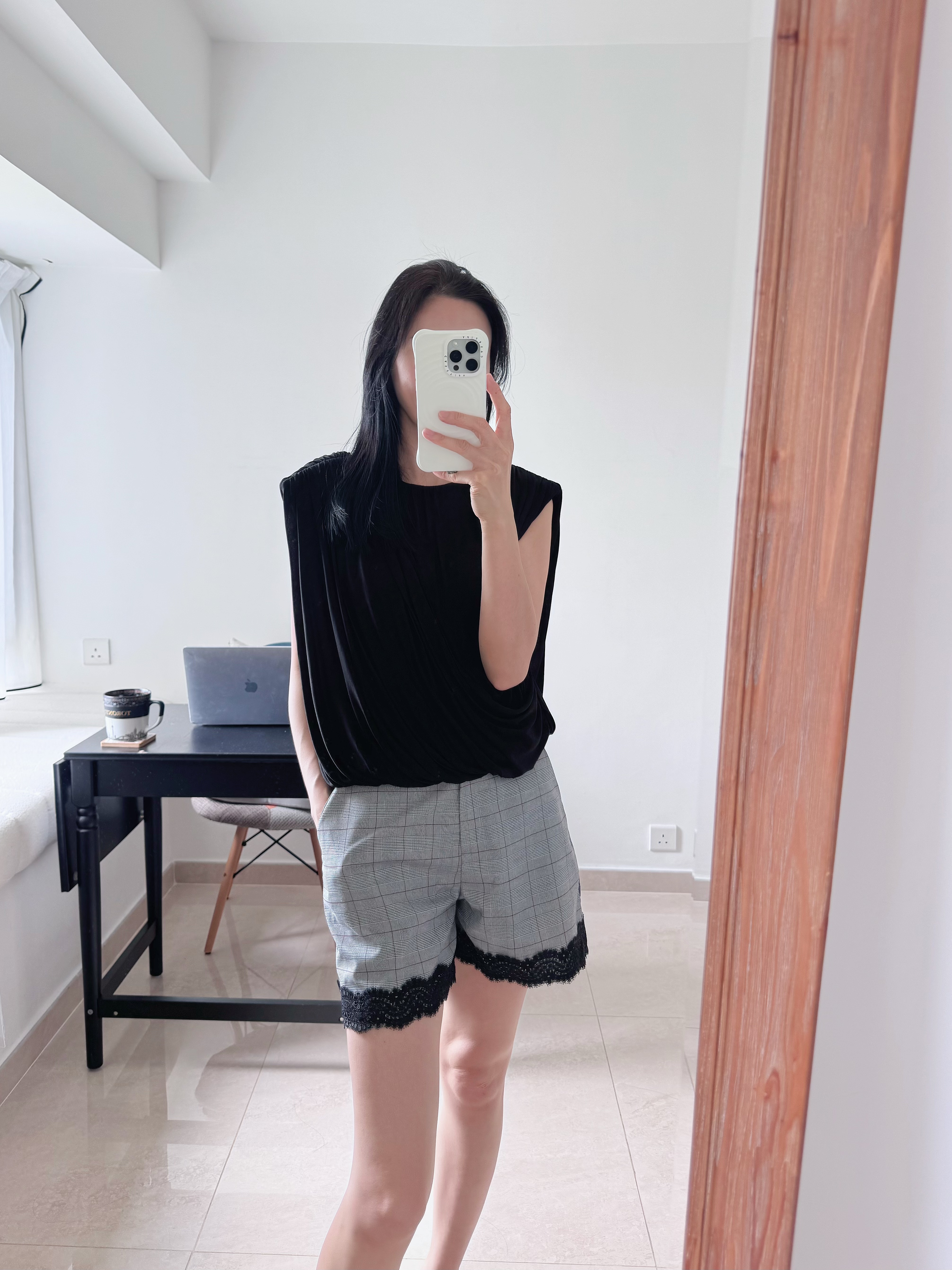 Lace check shorts (Black/S)
