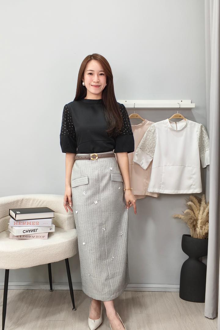 CS1365 Tailored Pencil Skirt with Sequin Detailing