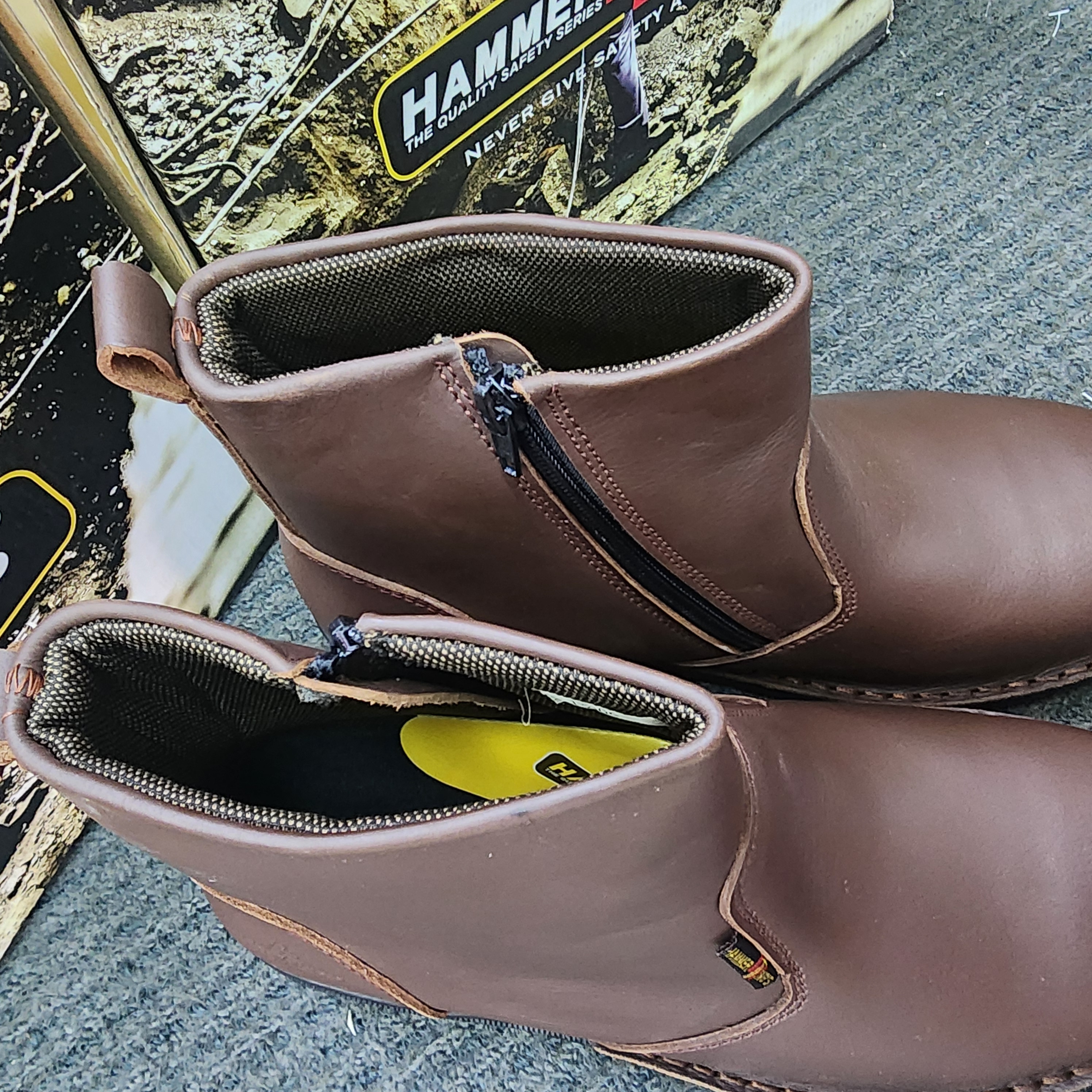 Hammer King 13006 Safety Shoes Boots Steel Toe Cap Steel Mid Plate Mid Cut Zip On Premium Quality Genuine Leather SIRIM and DOSH Approved Kasut Keselamatan