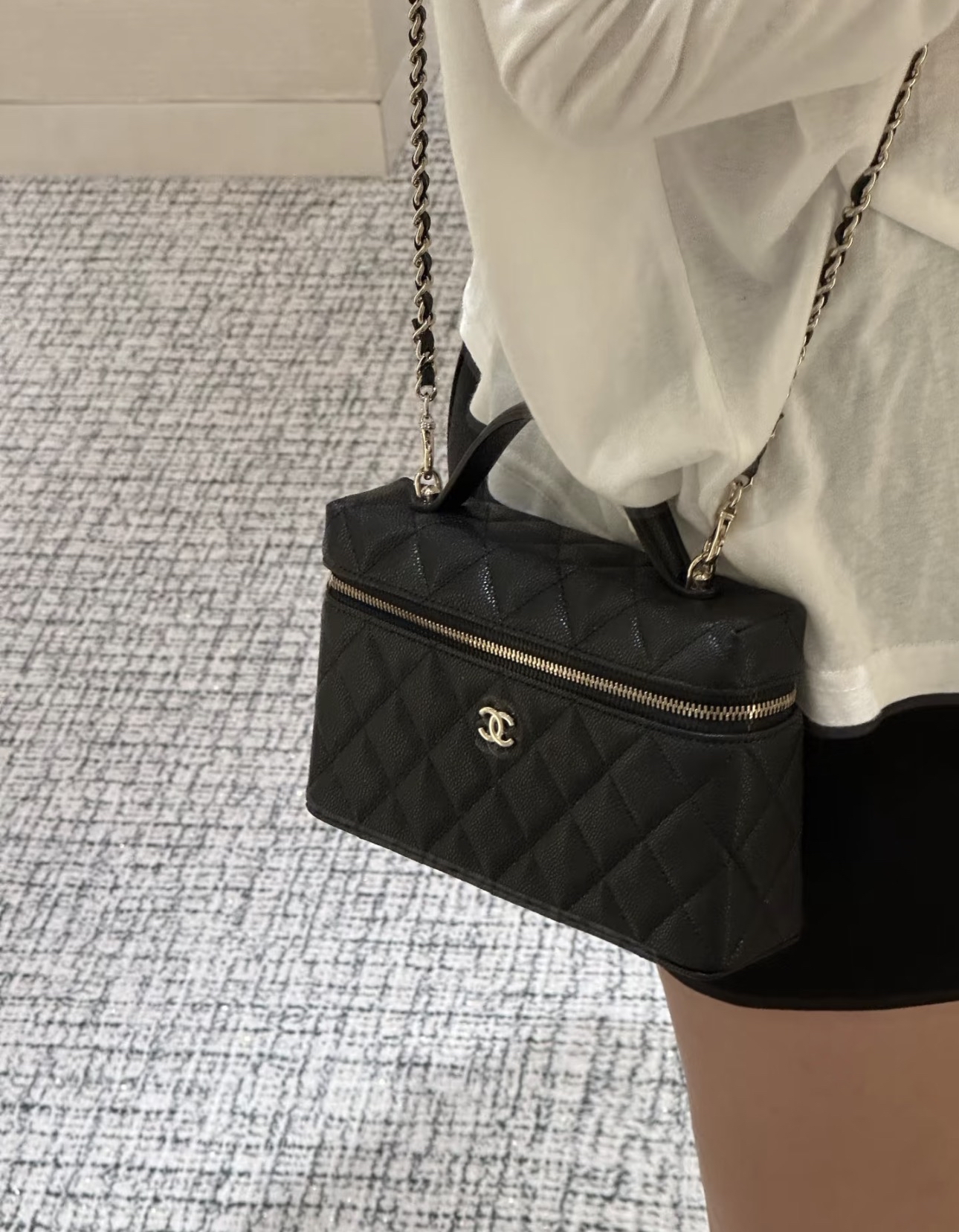 Chanel 經典款 黑金荔枝皮 LP
