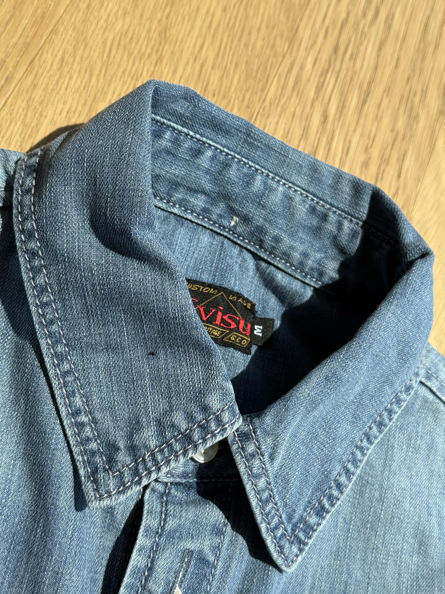 Evisu Artistic Brush Daicock Print Relax Fit Denim Short-Sleeves Shirt