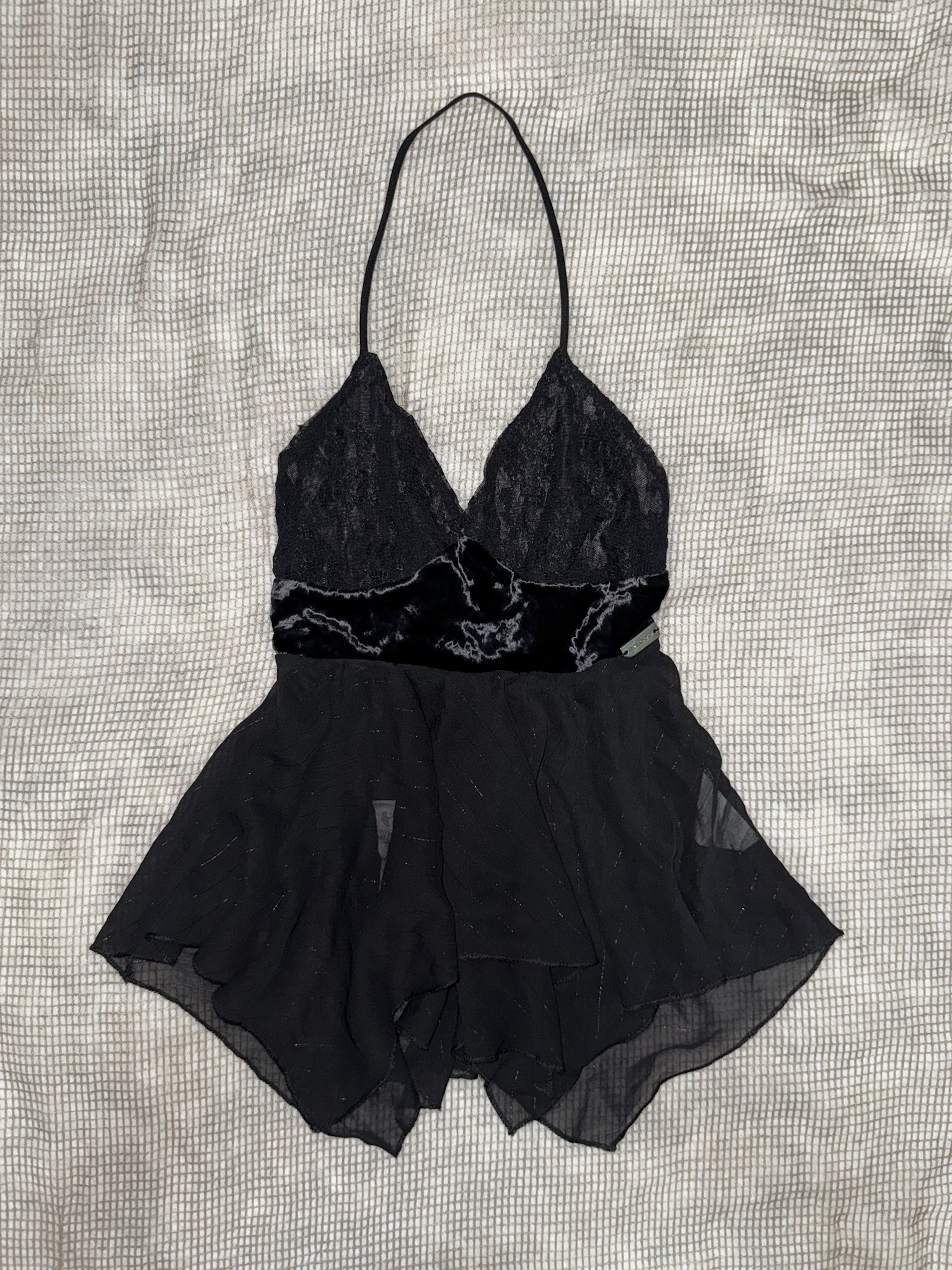 Gothic Halter Cami with Crushed Velvet Waistband